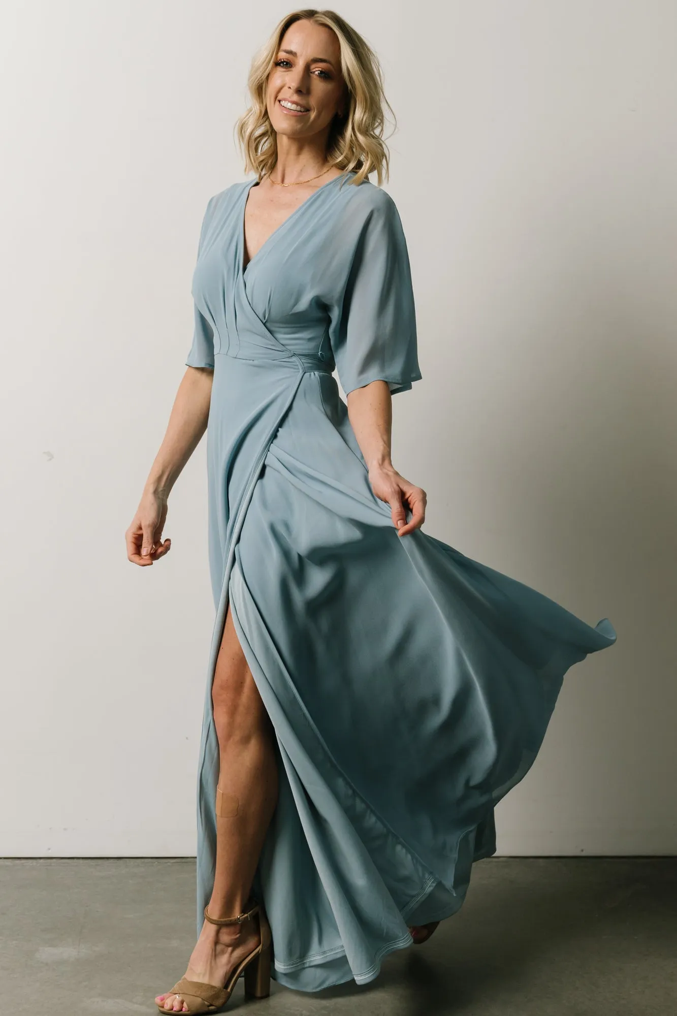 Lilly Wrap Maxi Dress | Dusty Blue sold by Baltic Born product image thumbnail 2