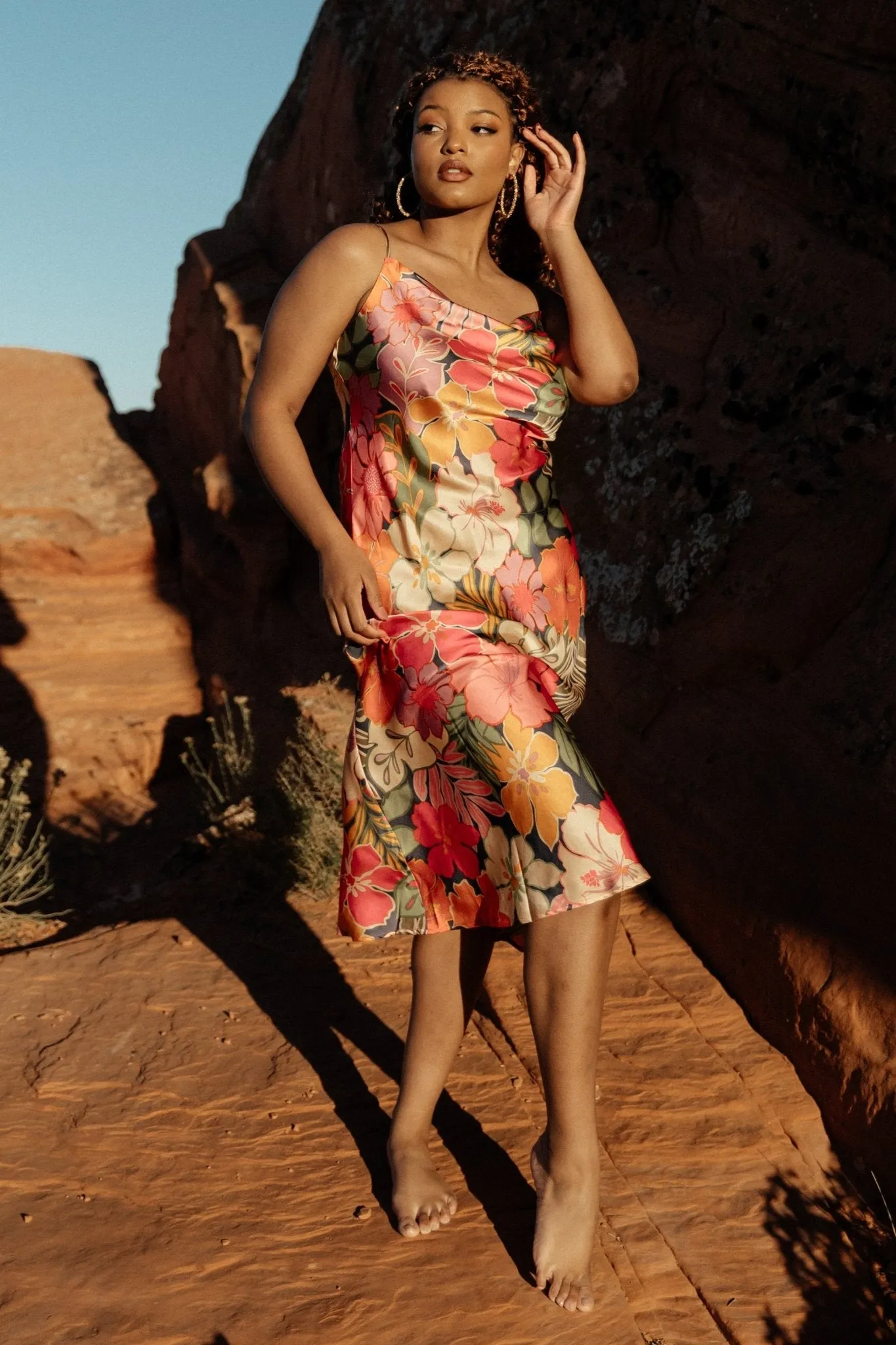Kala Slip Midi Dress | Pink Multi Floral sold by Baltic Born