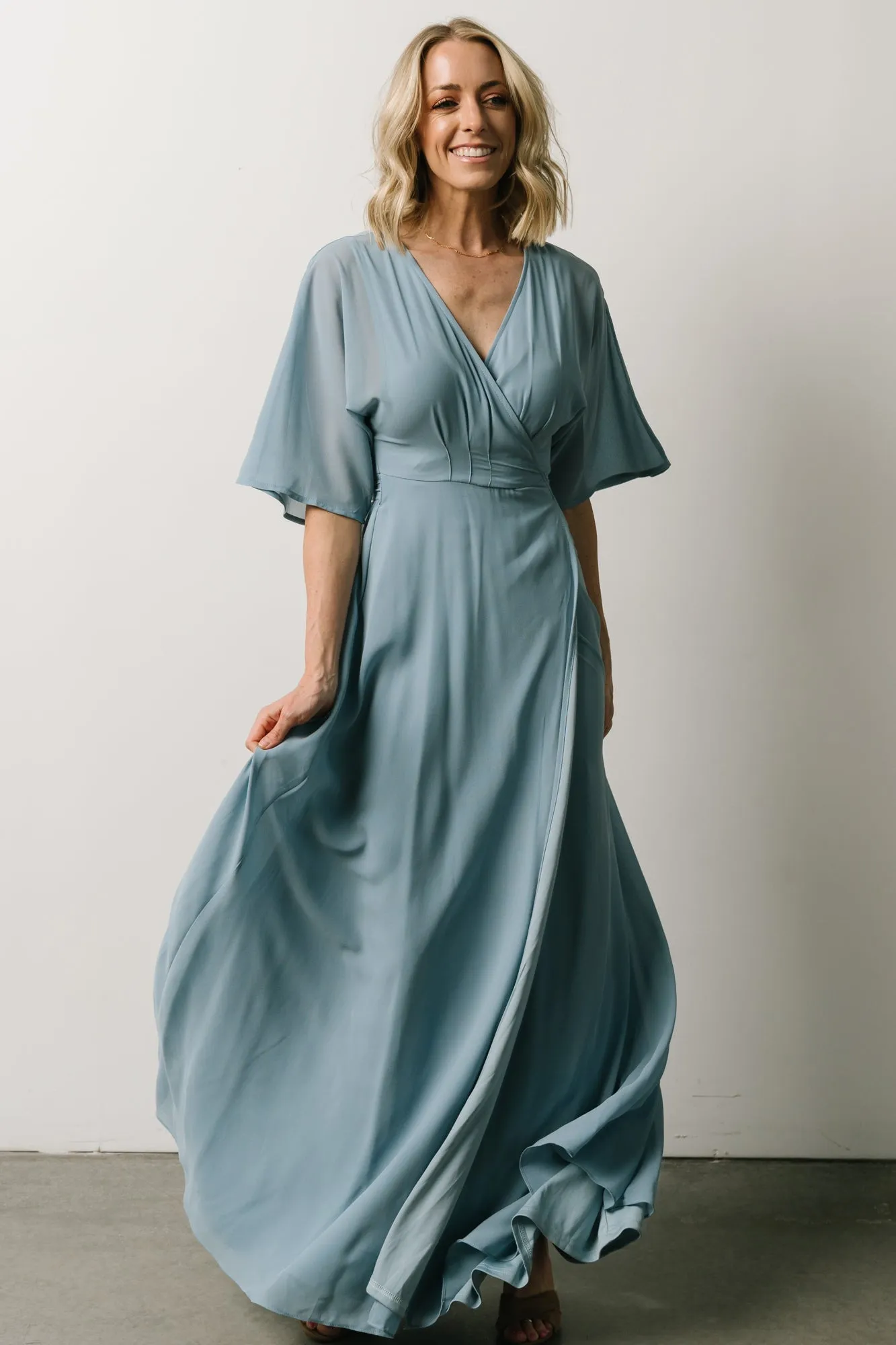 Lilly Wrap Maxi Dress | Dusty Blue sold by Baltic Born product image thumbnail 3