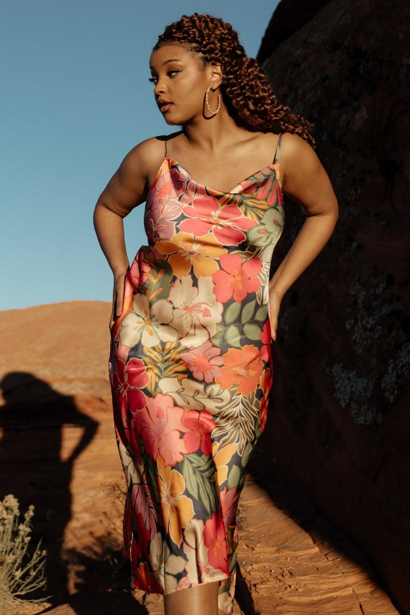 Kala Slip Midi Dress | Pink Multi Floral sold by Baltic Born product image thumbnail 3