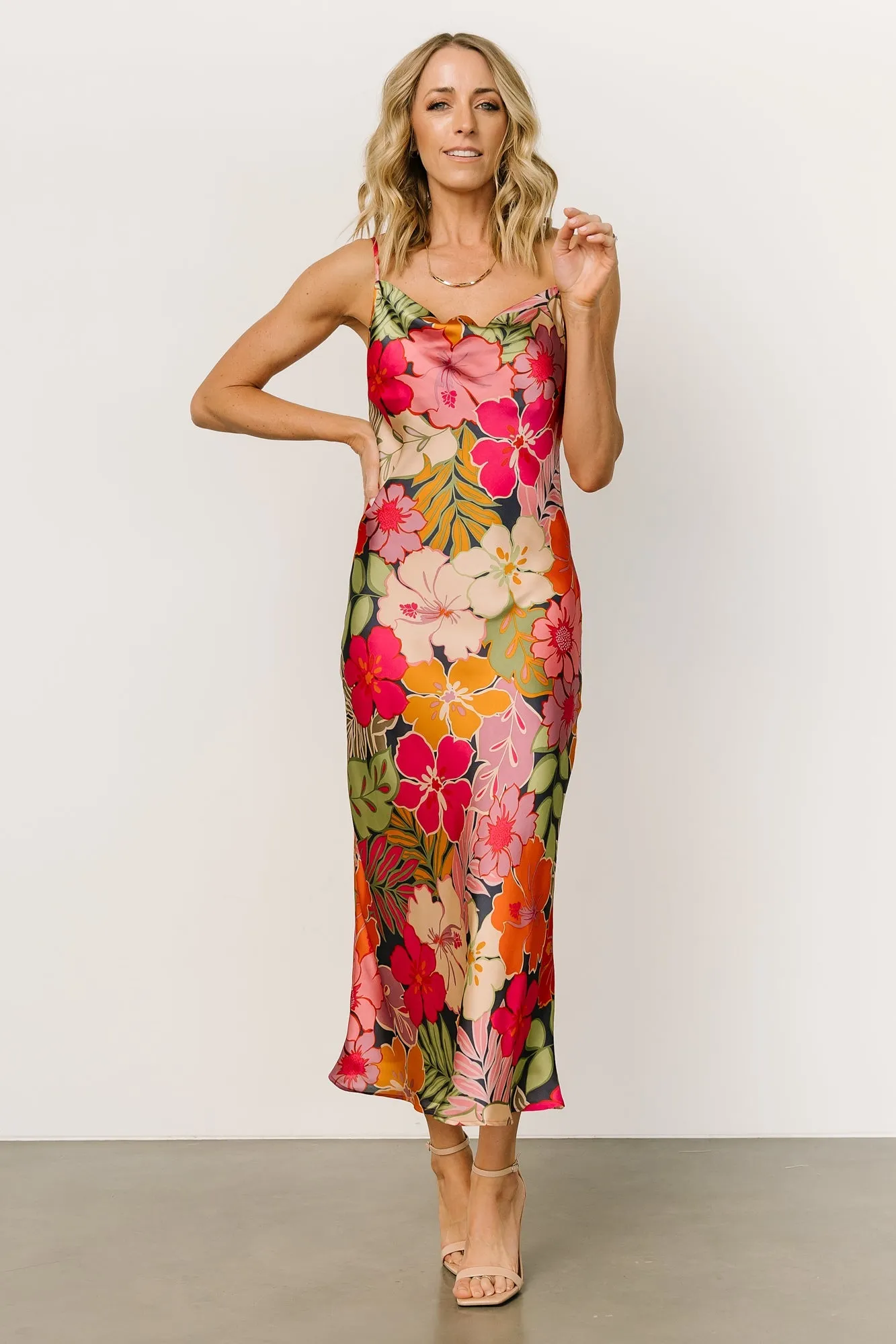 Kala Slip Midi Dress | Pink Multi Floral sold by Baltic Born product image thumbnail 2