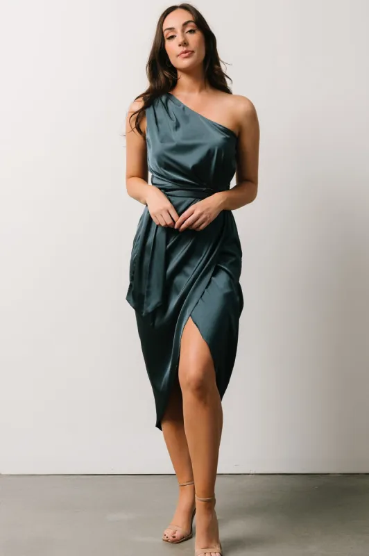 Celia One Shoulder Midi Dress | Midnight sold by Baltic Born