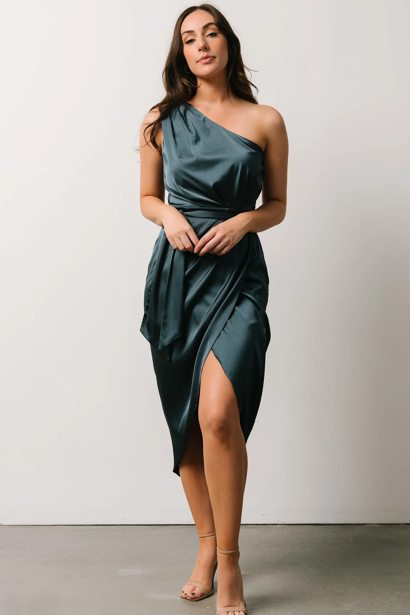 Celia One Shoulder Midi Dress | Midnight sold by Baltic Born