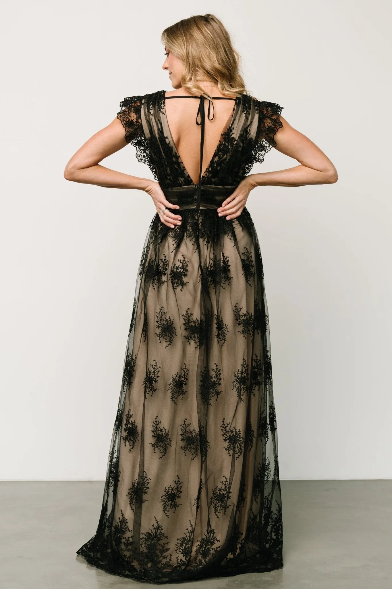 Rhea Tulle Maxi Dress | Black + Nude sold by Baltic Born product image thumbnail 2