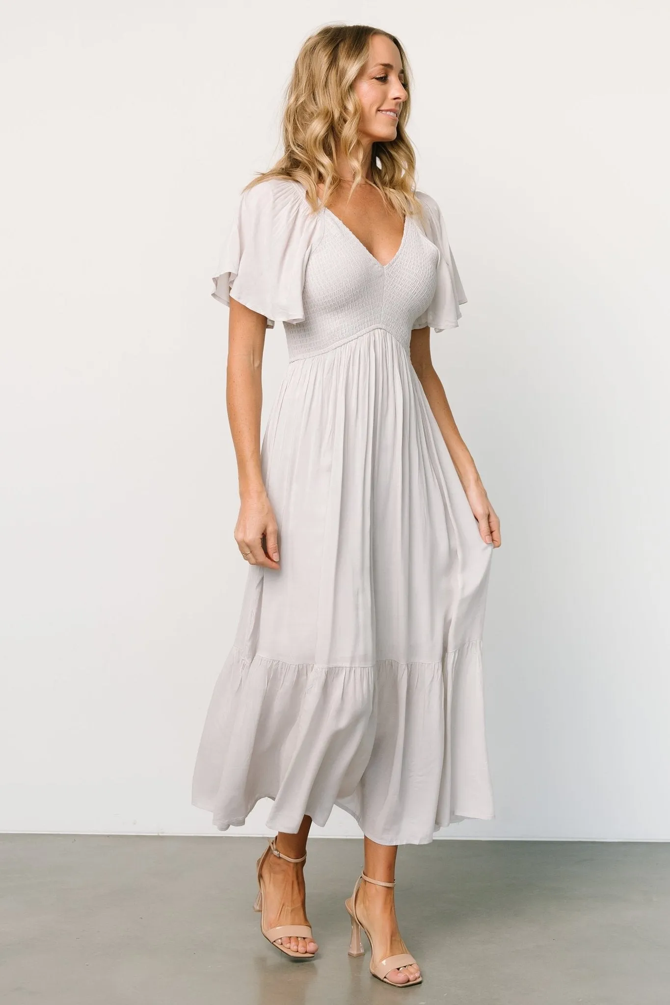 Scarlett Smocked Dress | Pale Gray sold by Baltic Born product image thumbnail 5