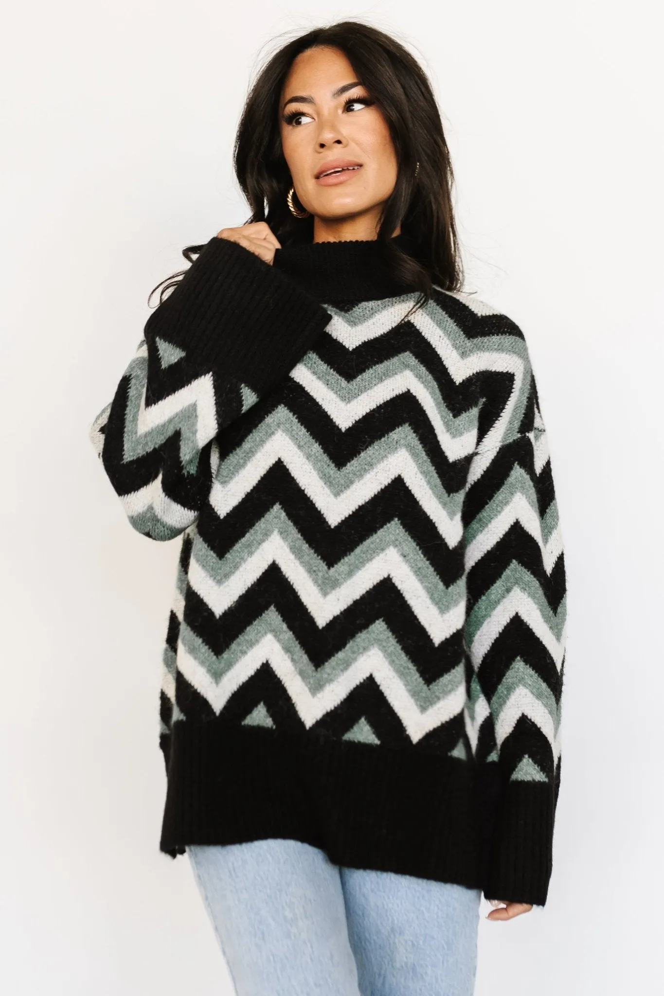 Ricks Sweater | Black + Green Multi sold by Baltic Born product image thumbnail 2