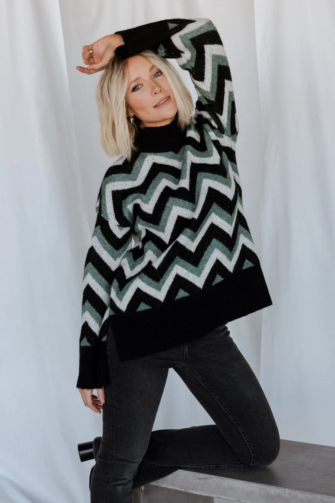 Ricks Sweater | Black + Green Multi sold by Baltic Born product image thumbnail 3