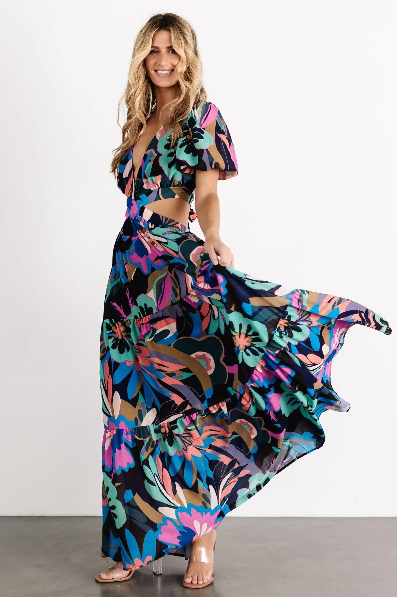 Bastina Open Back Maxi Dress | Black Print sold by Baltic Born product image thumbnail 3
