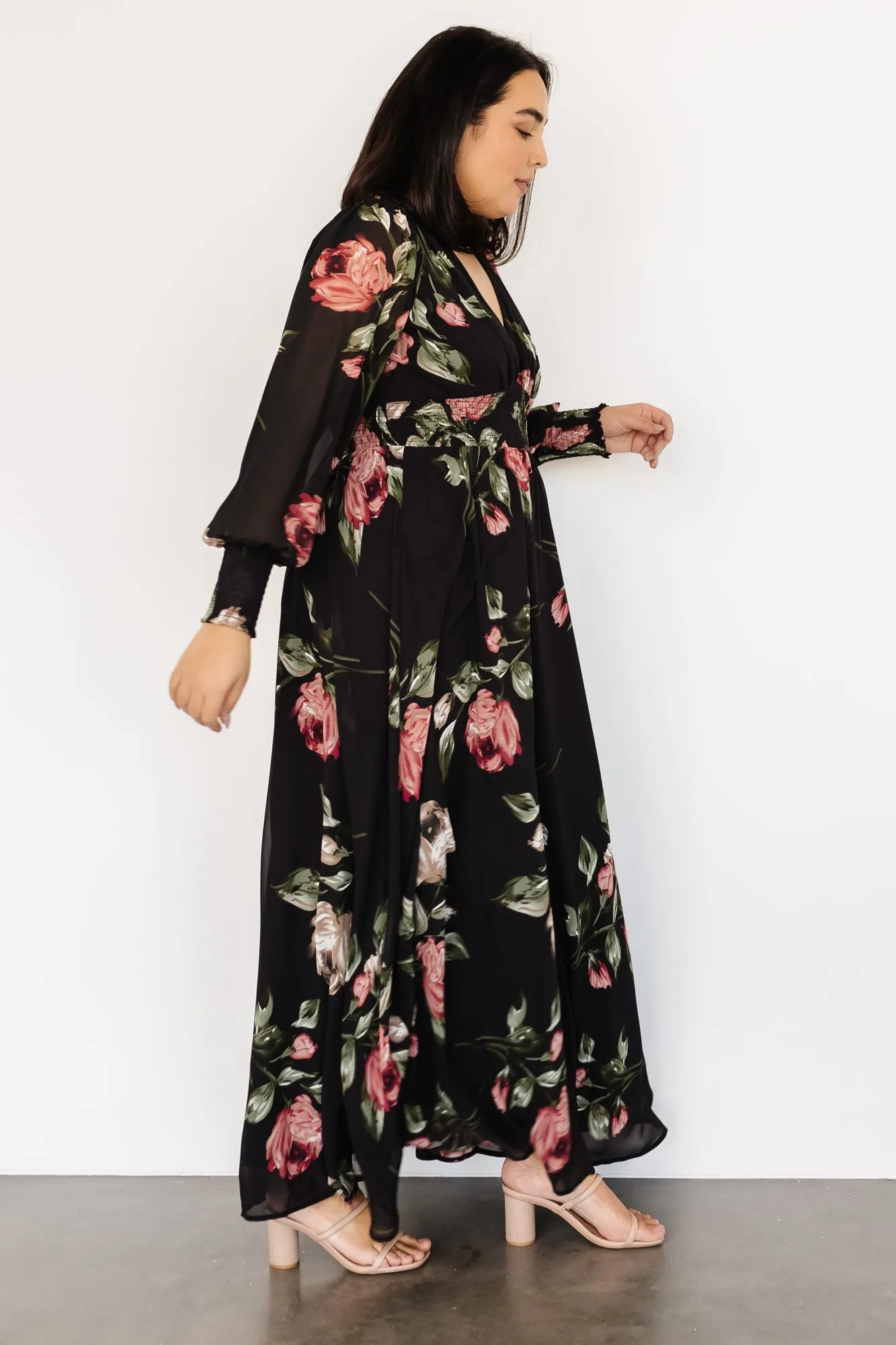 Olivia Maxi Dress | Black Rose Floral sold by Baltic Born product image thumbnail 4