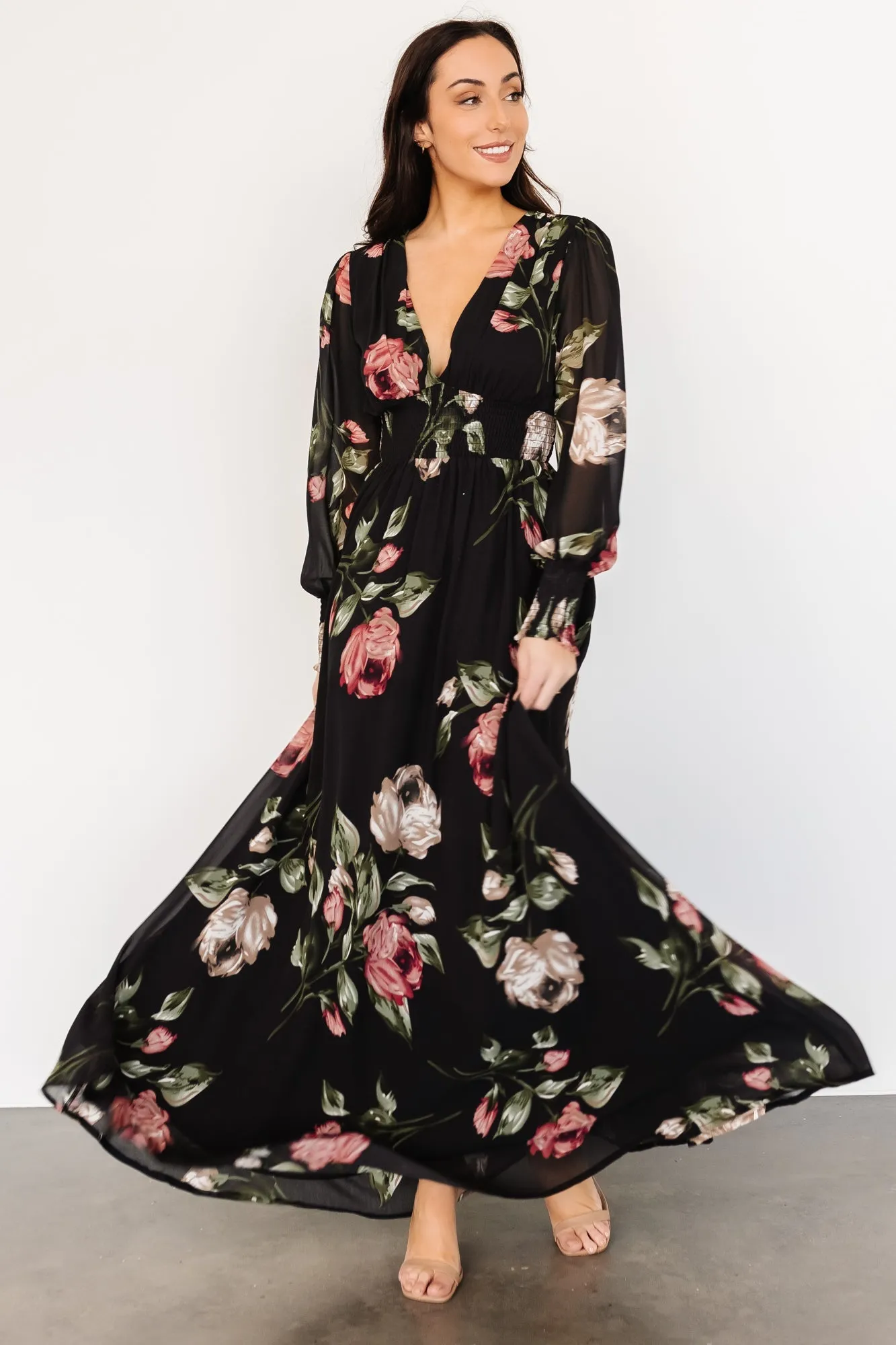 Olivia Maxi Dress | Black Rose Floral sold by Baltic Born product image thumbnail 5