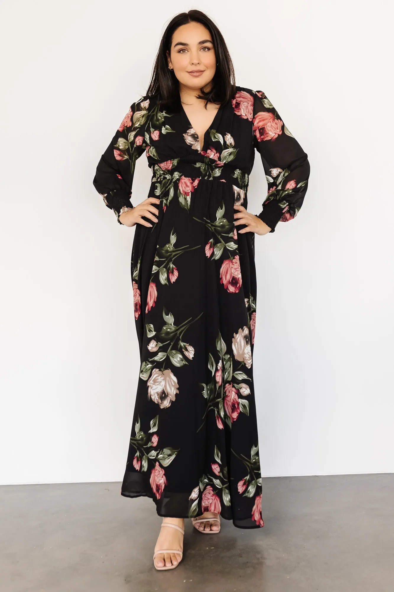 Olivia Maxi Dress | Black Rose Floral sold by Baltic Born product image thumbnail 2