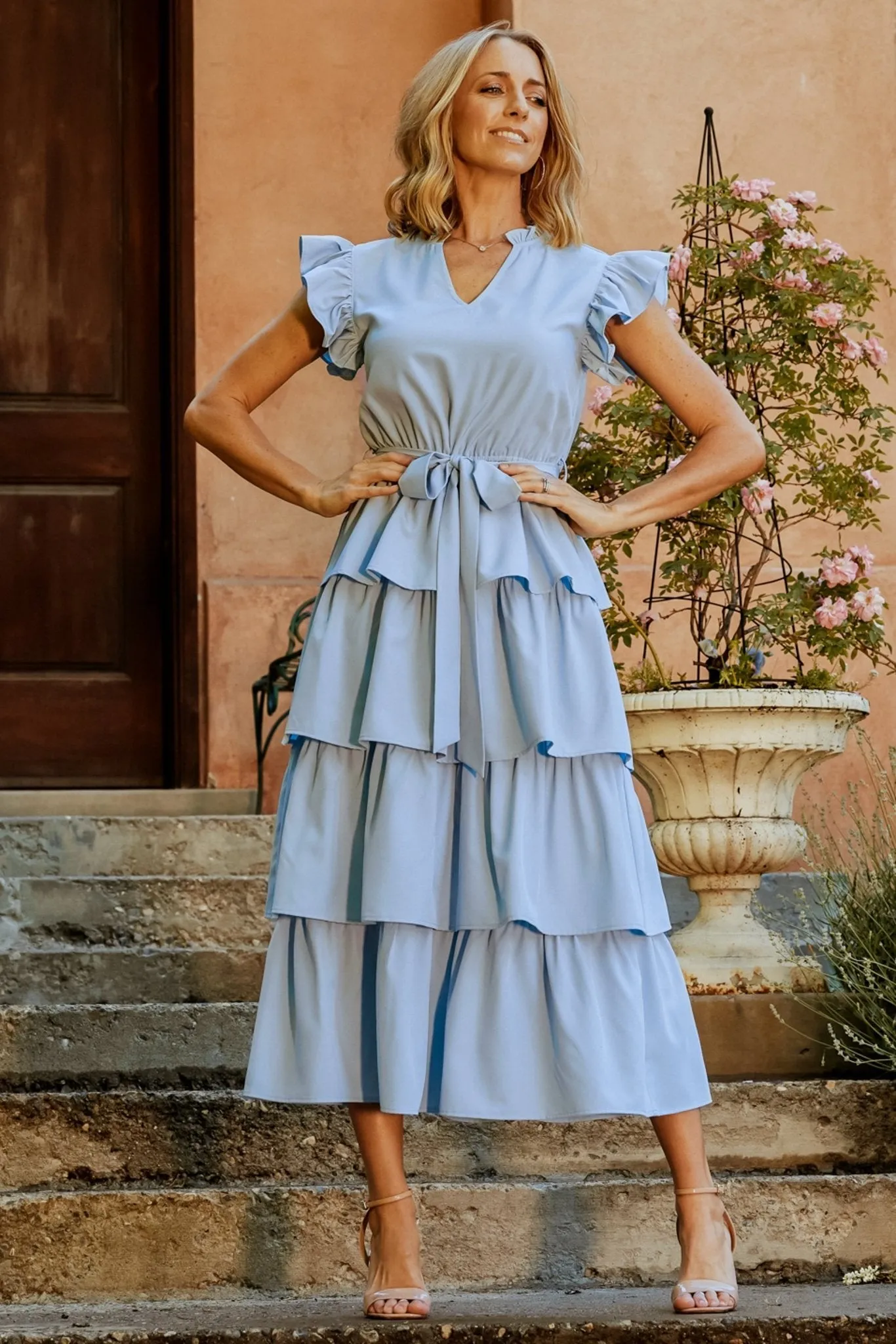 Chrysanthi Tiered Dress | Light Blue sold by Baltic Born product image thumbnail 4