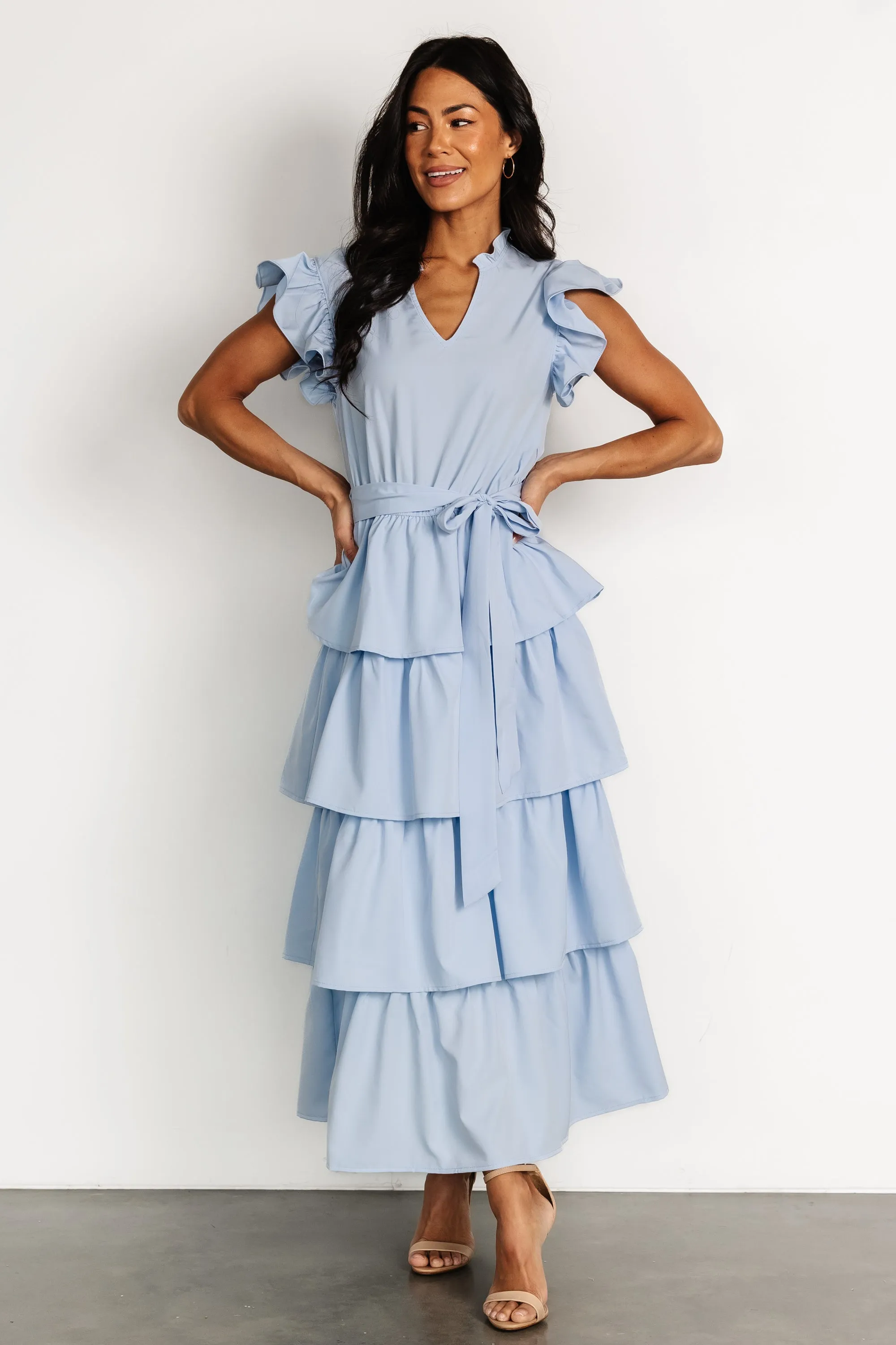 Chrysanthi Tiered Dress | Light Blue sold by Baltic Born