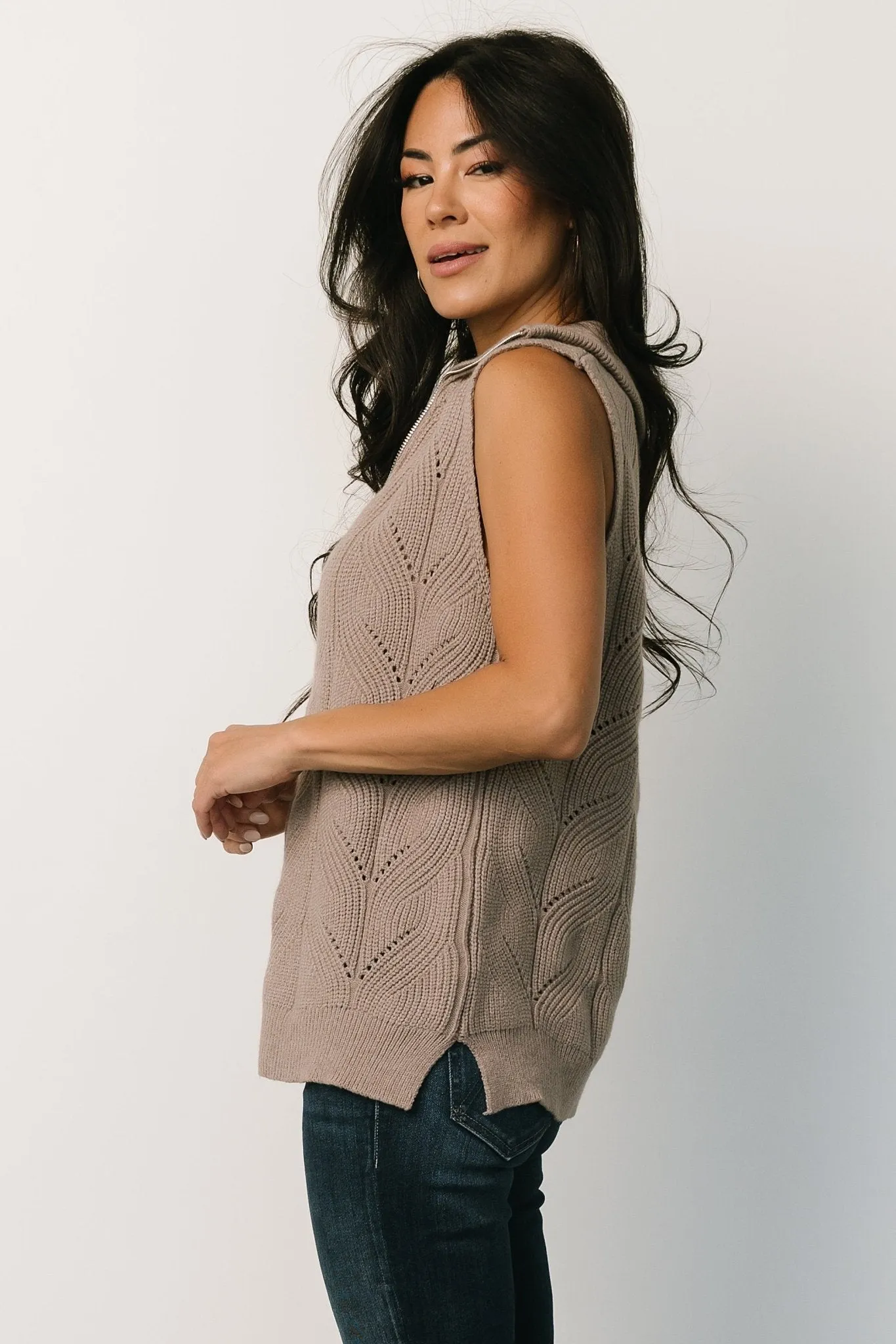 Nelson Half Zip Sweater Vest | Stone sold by Baltic Born product image thumbnail 3