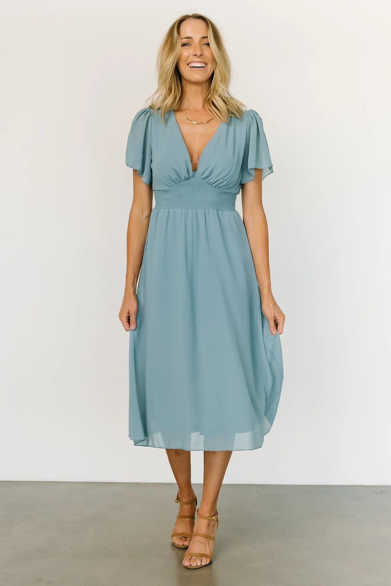 Sarah Smocked Midi Dress | Lagoon Blue sold by Baltic Born product image thumbnail 2