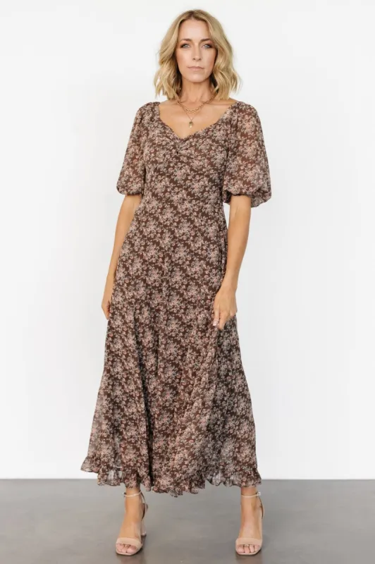 Camryn Maxi Dress | Brown Floral sold by Baltic Born