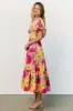 Kalena Midi Dress | Fuchsia + Yellow Floral sold by Baltic Born