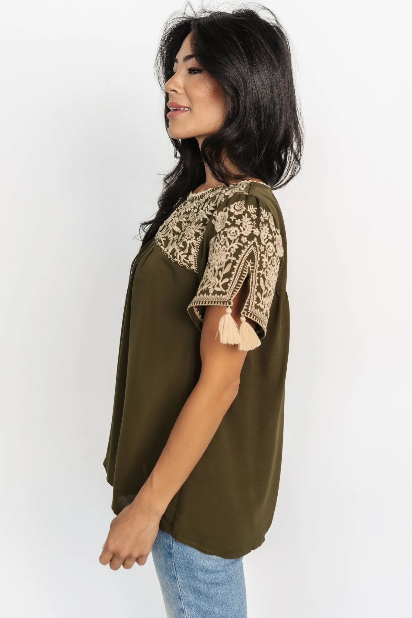 Royce Embroidered Top | Olive sold by Baltic Born product image thumbnail 5