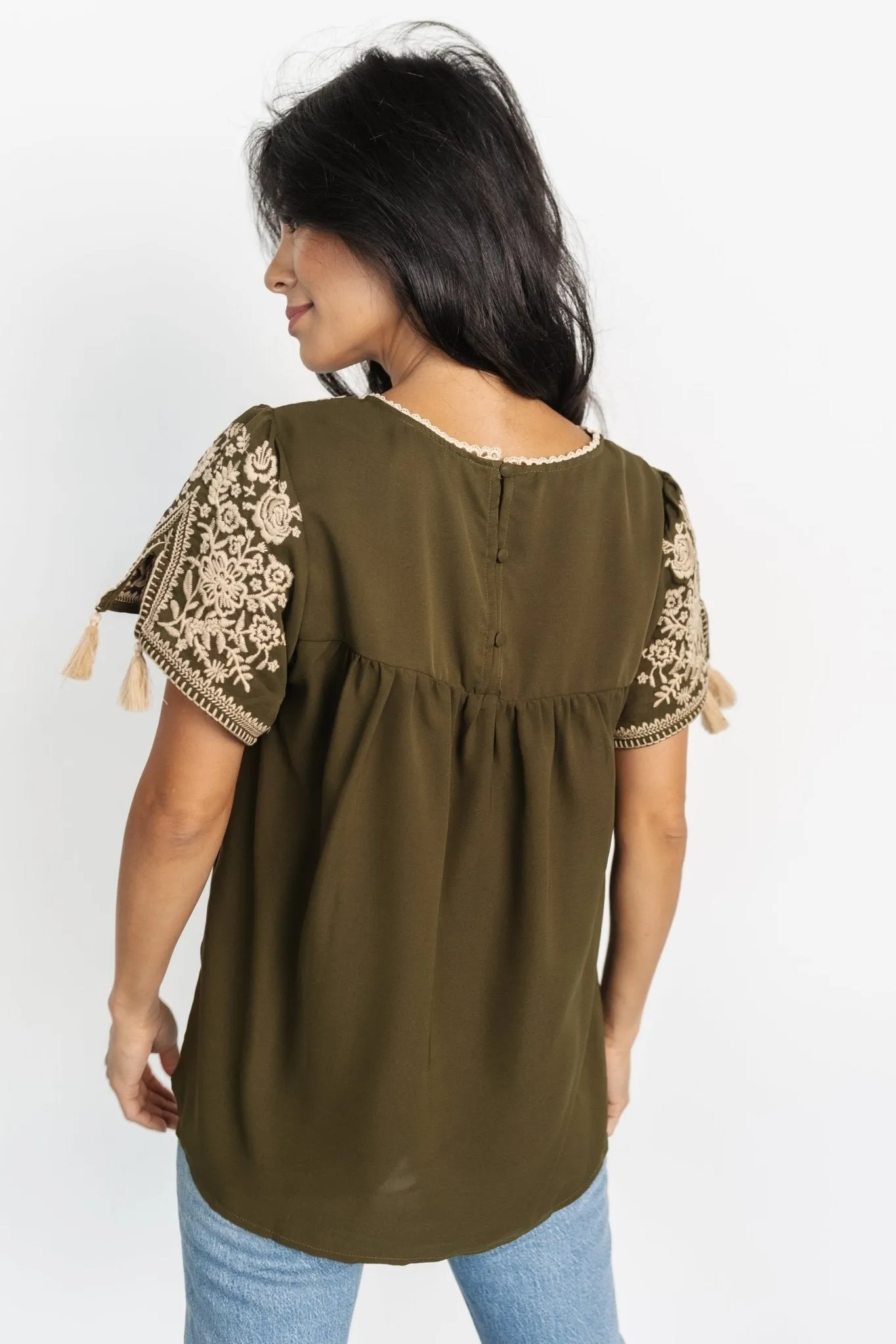 Royce Embroidered Top | Olive sold by Baltic Born product image thumbnail 3