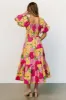 Kalena Midi Dress | Fuchsia + Yellow Floral sold by Baltic Born
