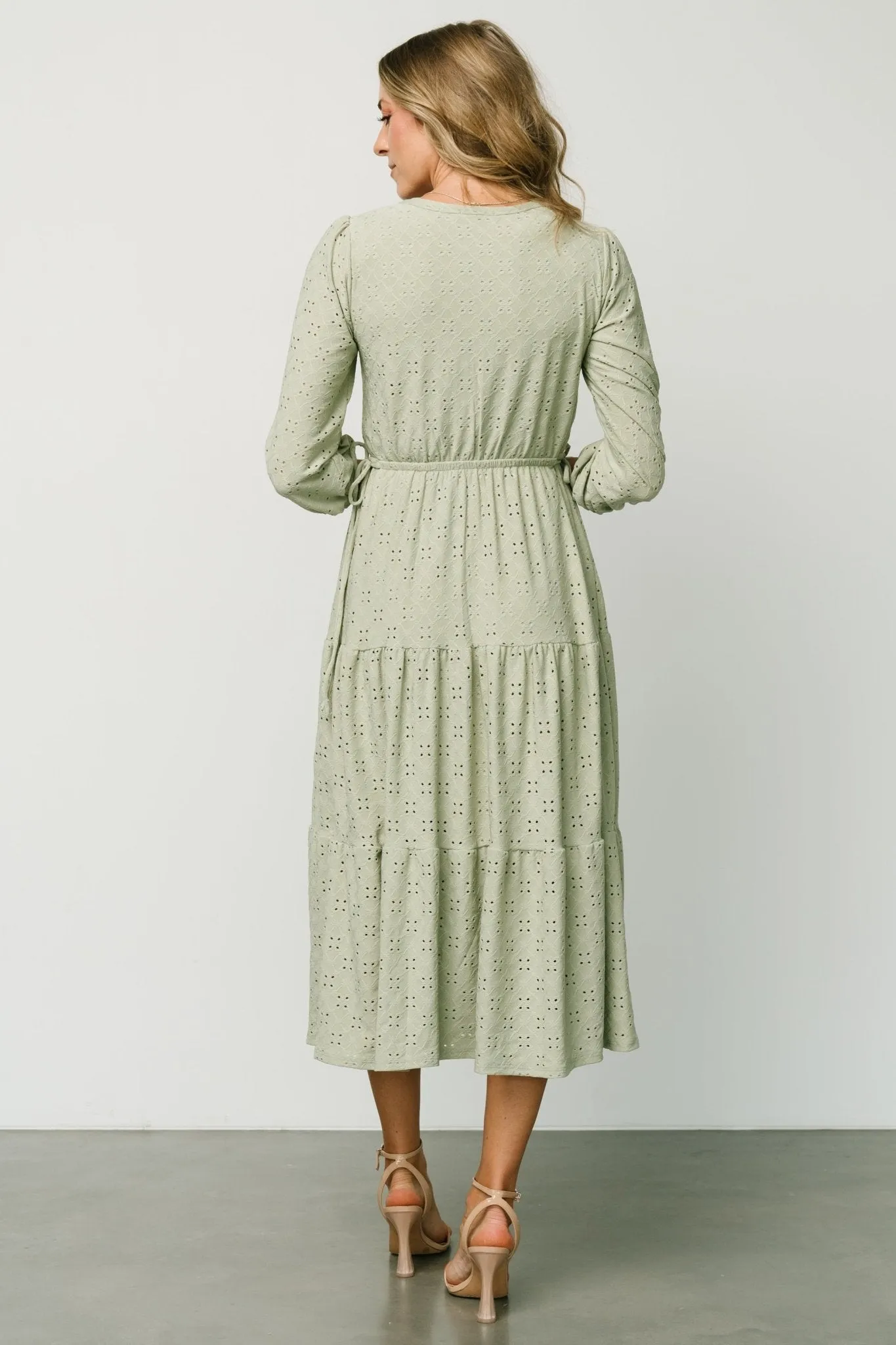 Carey Button Down Tiered Dress | Light Sage sold by Baltic Born product image thumbnail 4