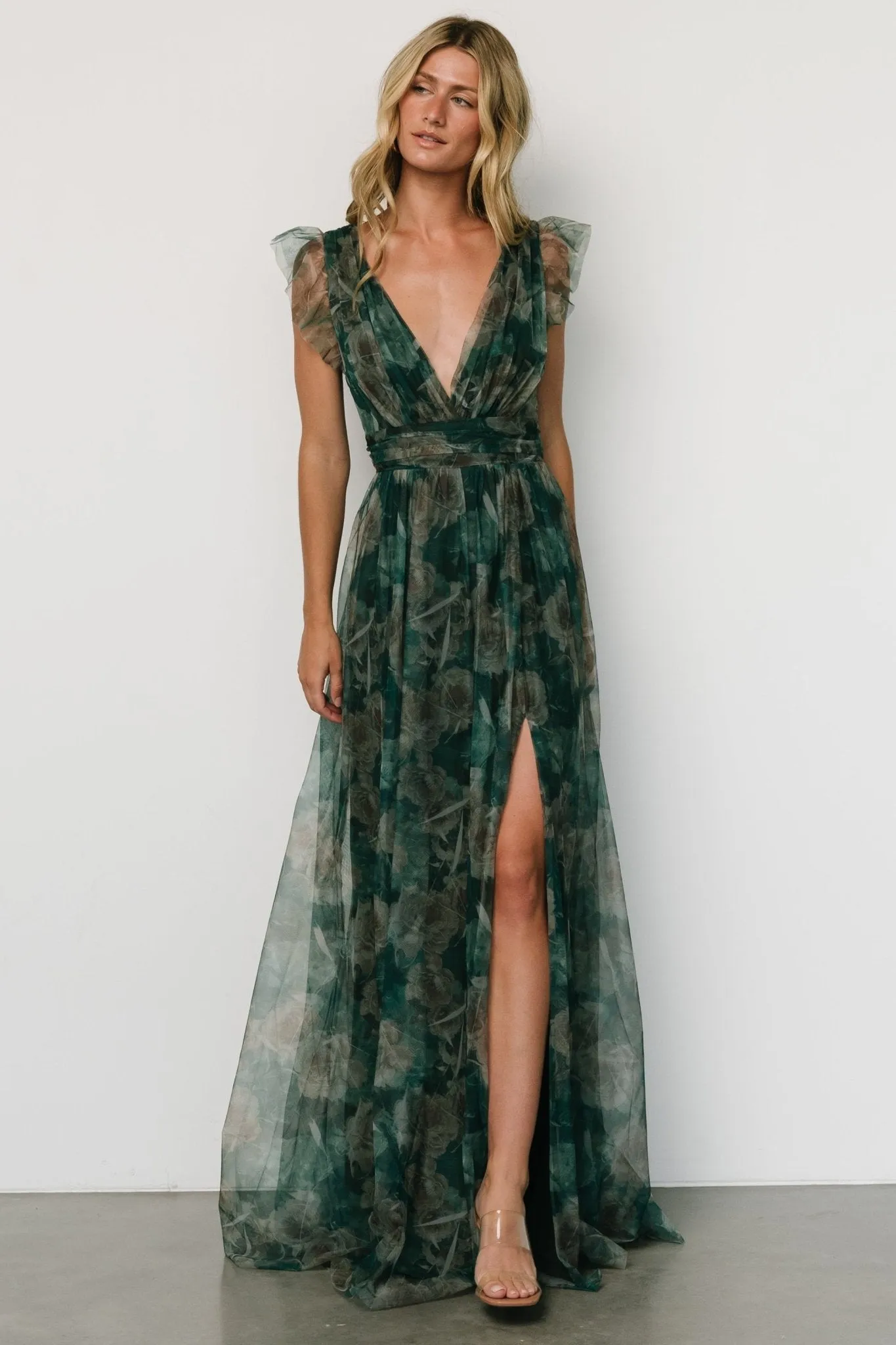 Carmine Maxi Dress | Green Floral sold by Baltic Born