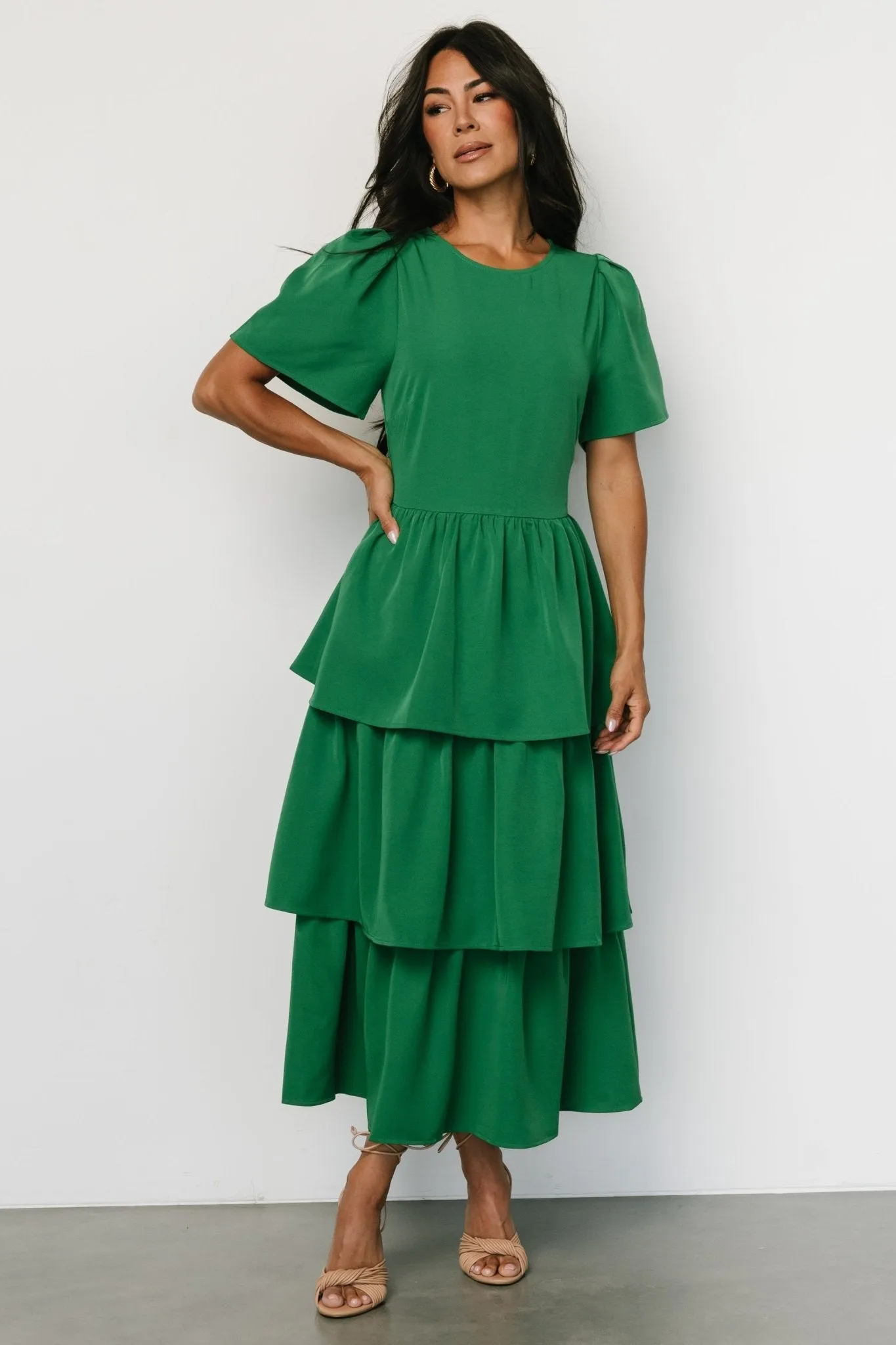 Cadenza Tiered Maxi Dress | Green sold by Baltic Born