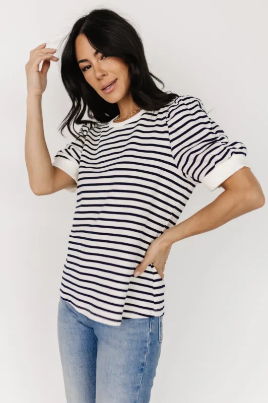 Rali Striped Top | Ivory + Navy sold by Baltic Born