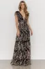Arlene Shimmer Gown | Black + Rose Gold sold by Baltic Born