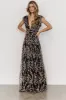 Arlene Shimmer Gown | Black + Rose Gold sold by Baltic Born