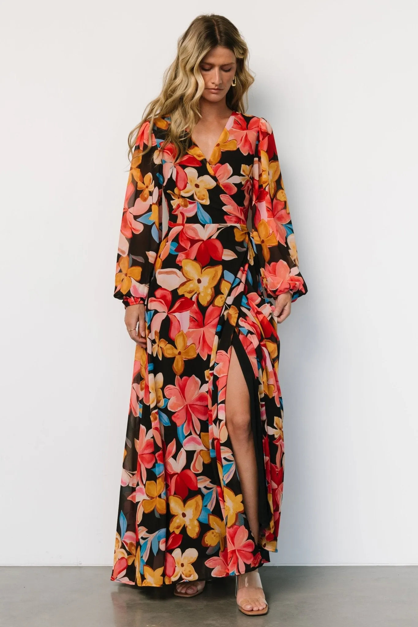 Katinka Wrap Maxi Dress | Tropical Night Floral sold by Baltic Born product image thumbnail 5