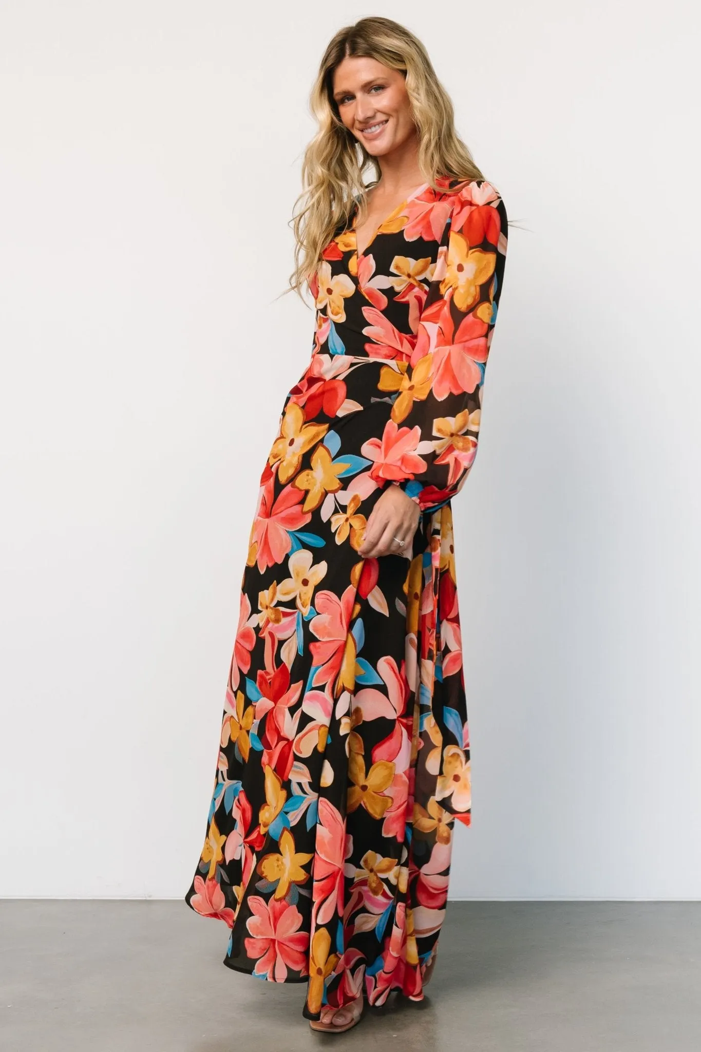 Katinka Wrap Maxi Dress | Tropical Night Floral sold by Baltic Born product image thumbnail 3