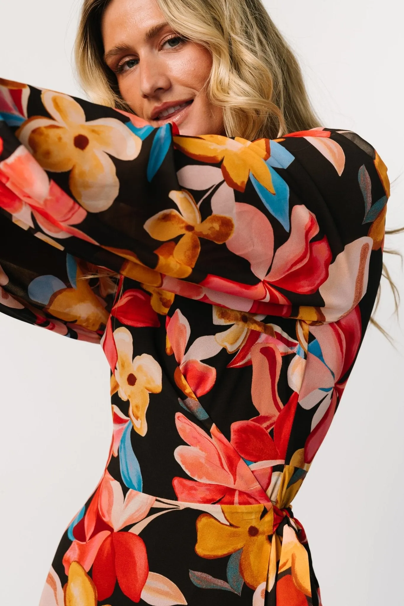 Katinka Wrap Maxi Dress | Tropical Night Floral sold by Baltic Born product image thumbnail 2