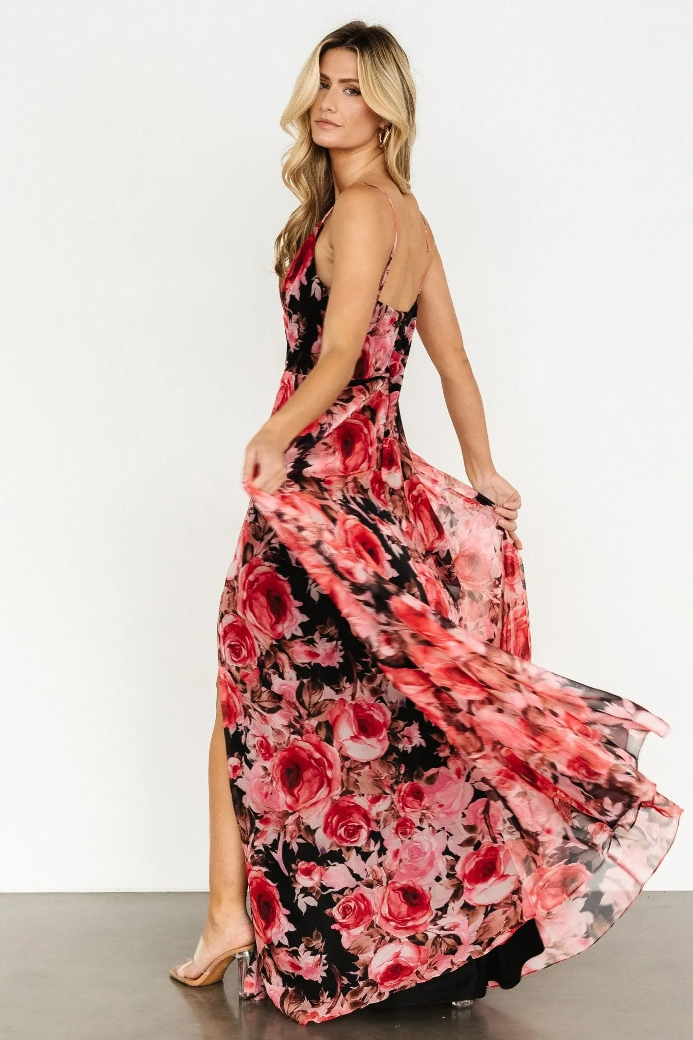 Vivienne Maxi Dress | Pink + Black Floral sold by Baltic Born product image thumbnail 4
