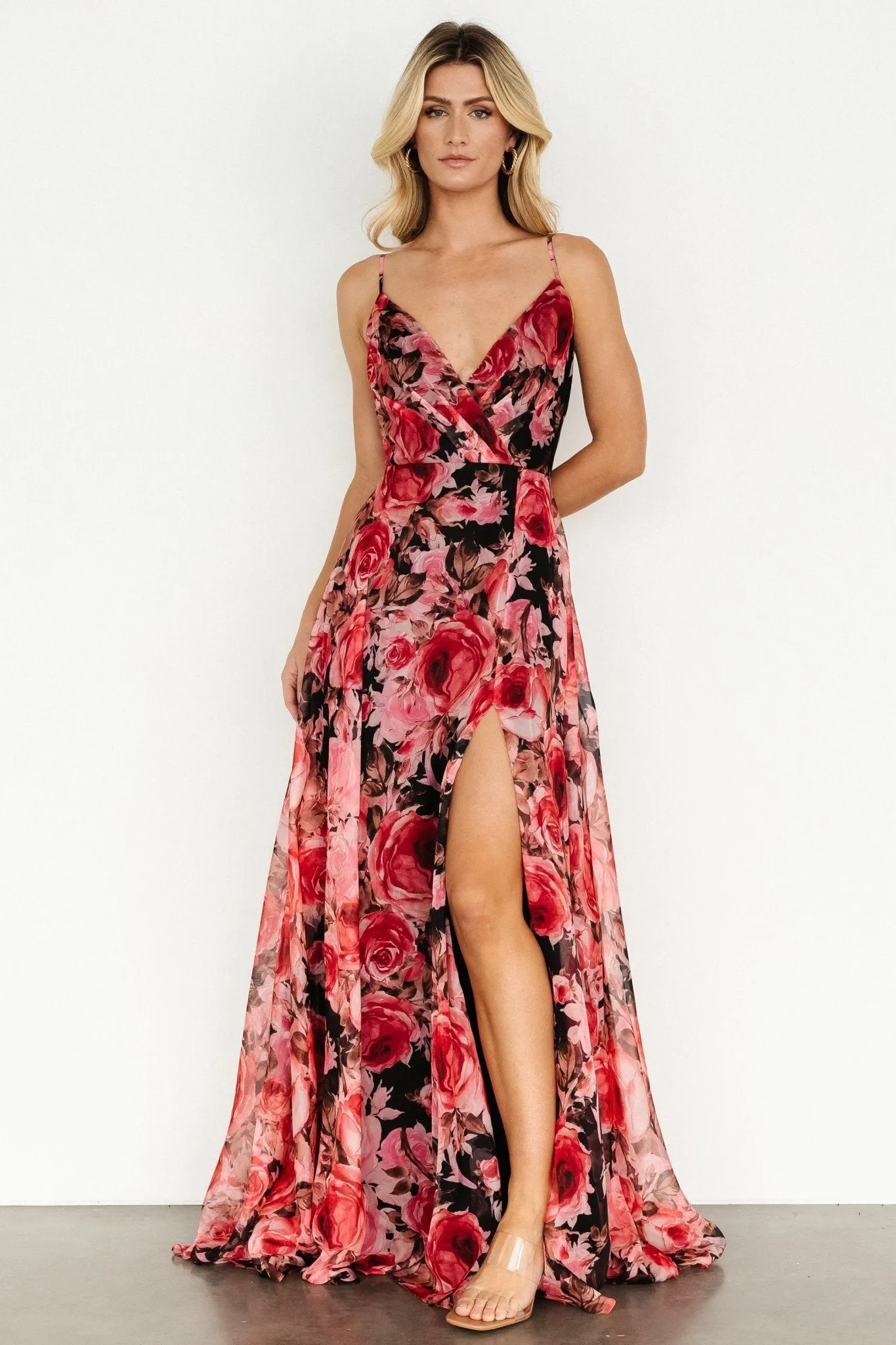Vivienne Maxi Dress | Pink + Black Floral sold by Baltic Born product image thumbnail 5