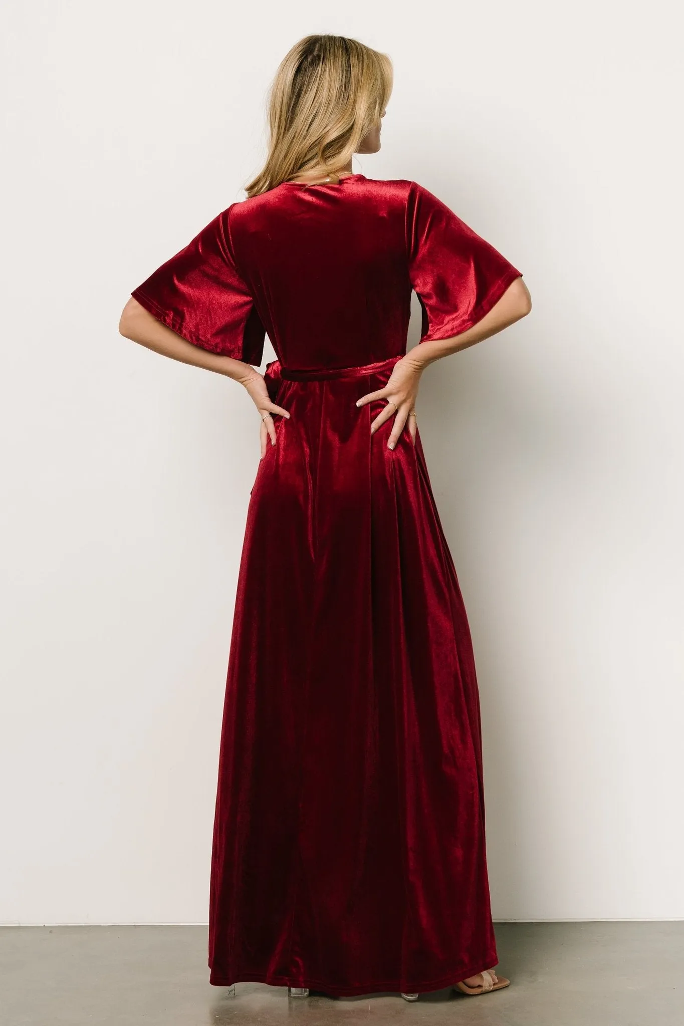 Maella Velvet Wrap Dress | Wine sold by Baltic Born product image thumbnail 5