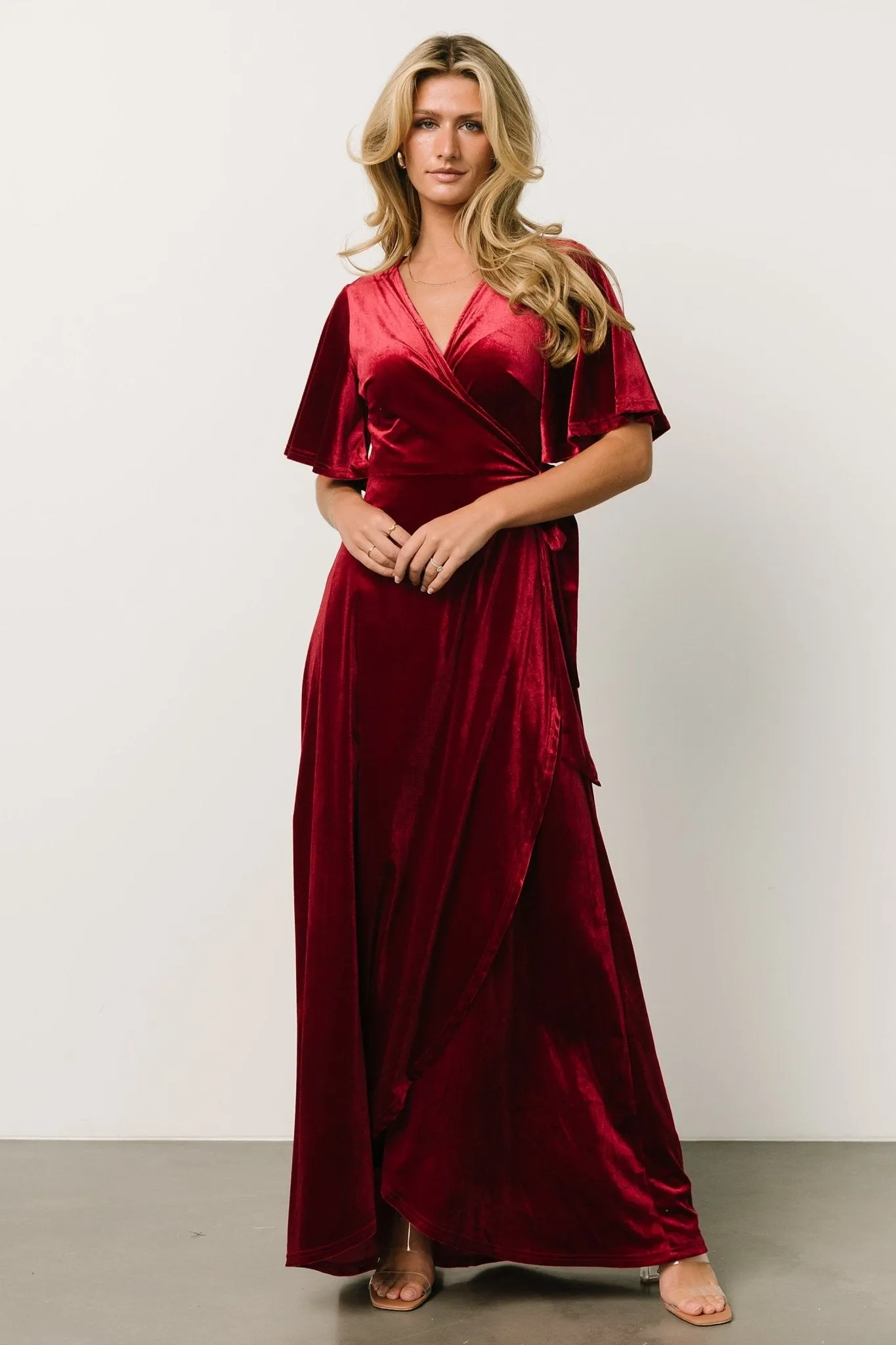 Maella Velvet Wrap Dress | Wine sold by Baltic Born product image thumbnail 4