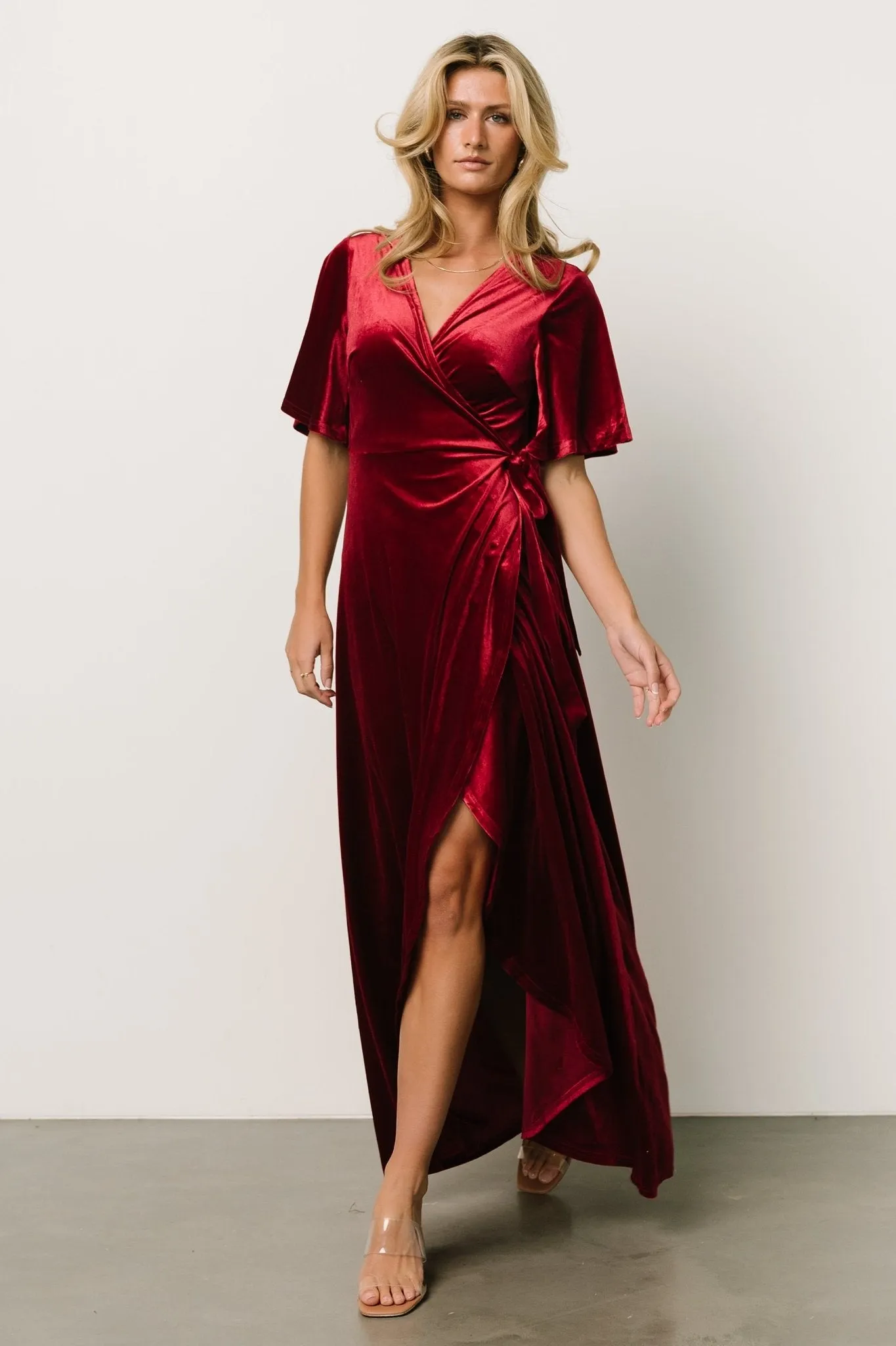 Maella Velvet Wrap Dress | Wine sold by Baltic Born