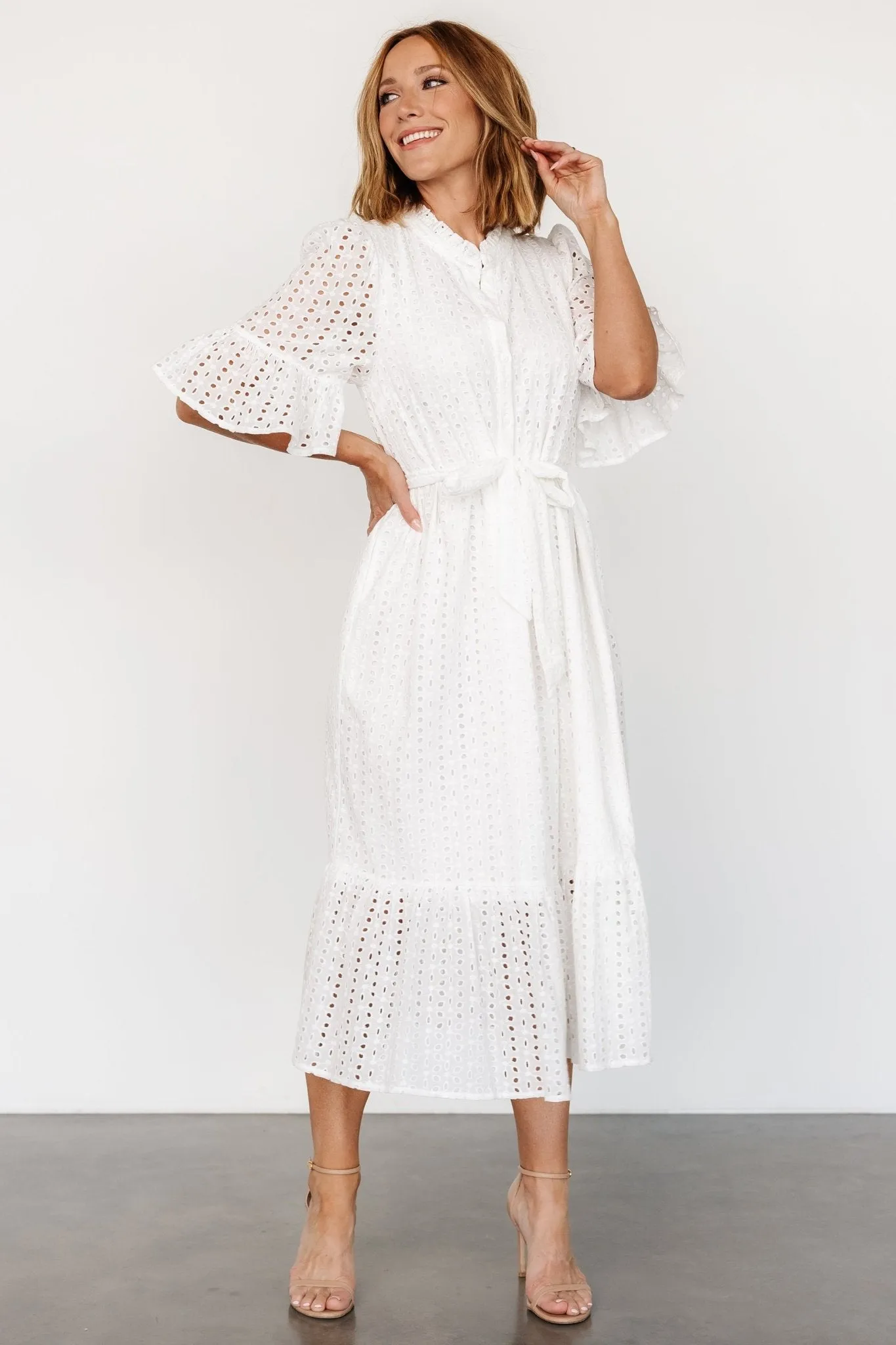 Virginia Eyelet Midi Dress | Off White sold by Baltic Born product image thumbnail 3