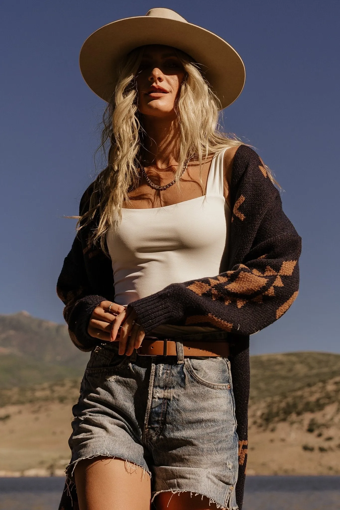 Hays Oversized Cardigan | Navy + Camel sold by Baltic Born product image thumbnail 3