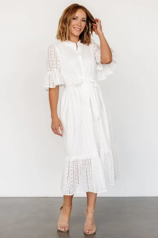 Virginia Eyelet Midi Dress | Off White sold by Baltic Born