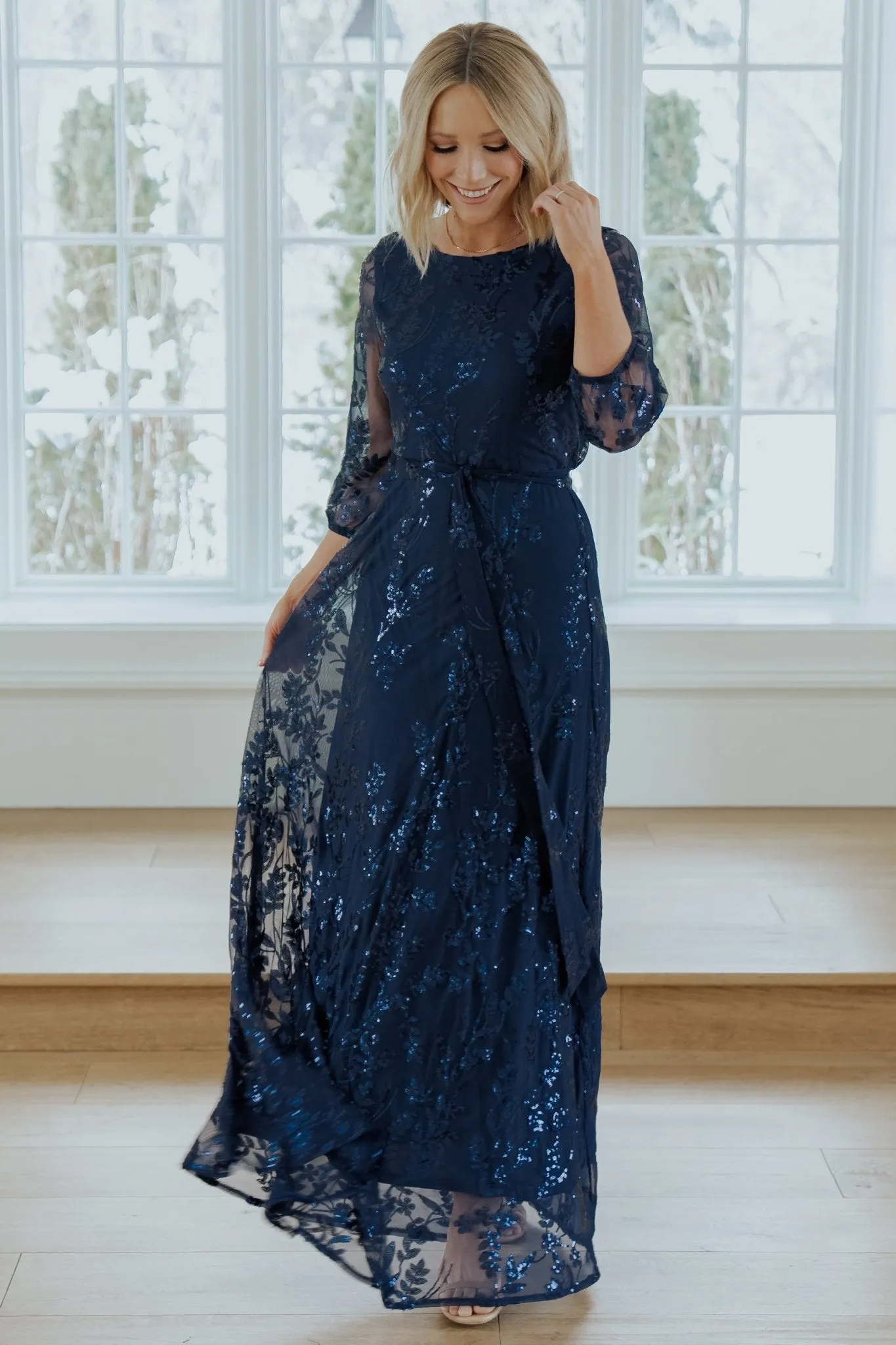 Destiny Sequin Maxi Dress | Navy sold by Baltic Born product image thumbnail 5