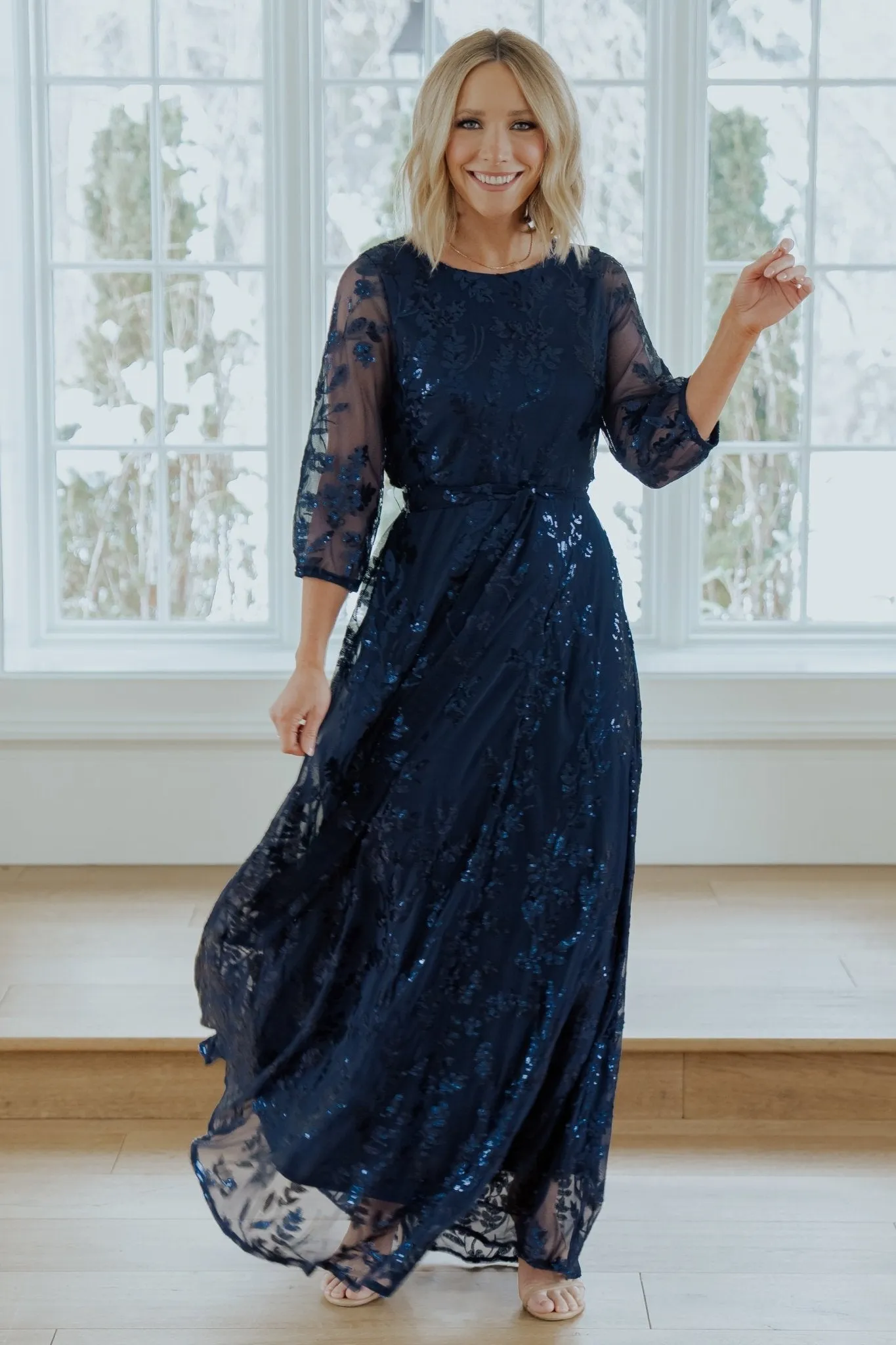 Destiny Sequin Maxi Dress | Navy sold by Baltic Born