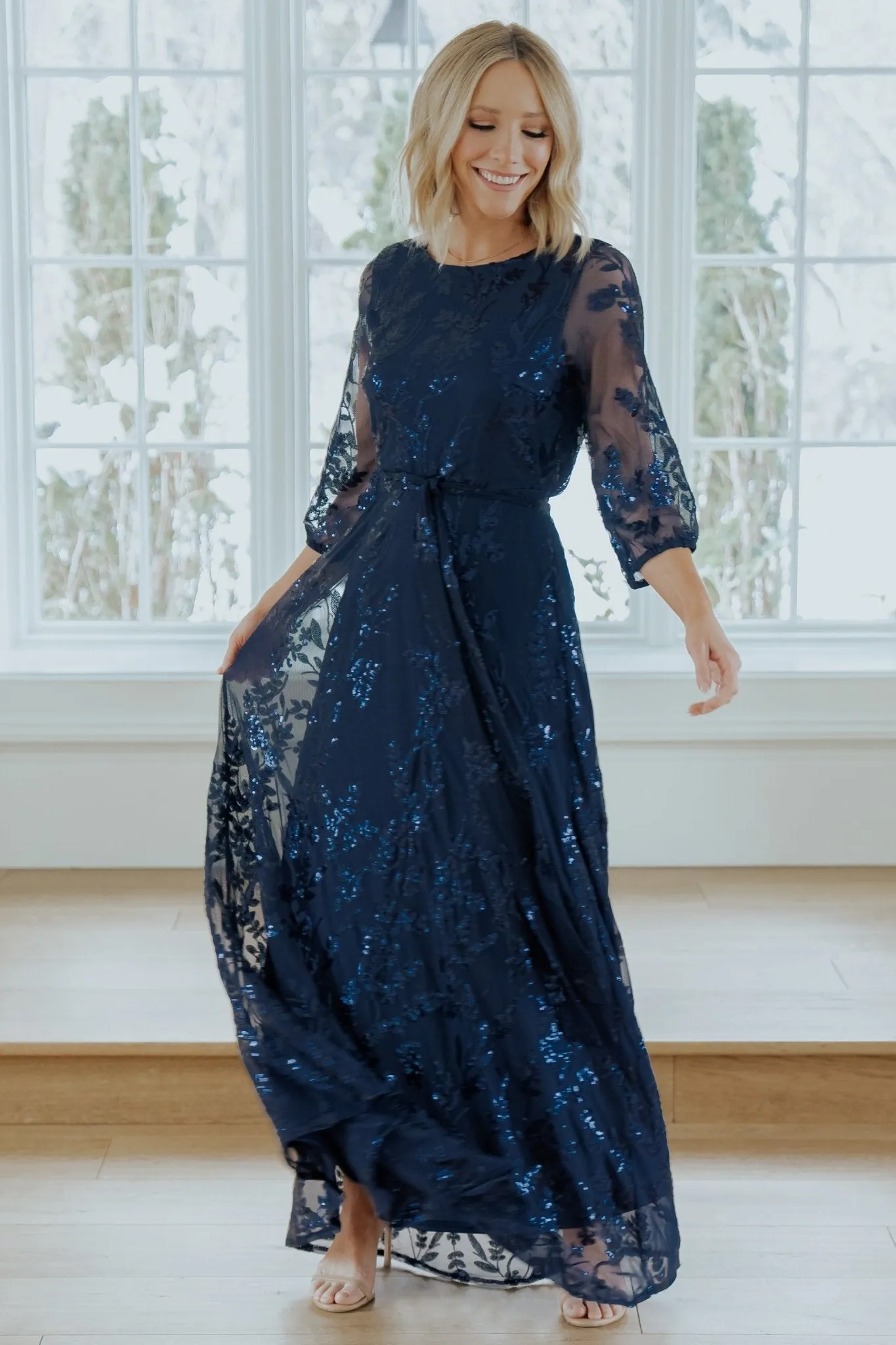 Destiny Sequin Maxi Dress | Navy sold by Baltic Born product image thumbnail 3