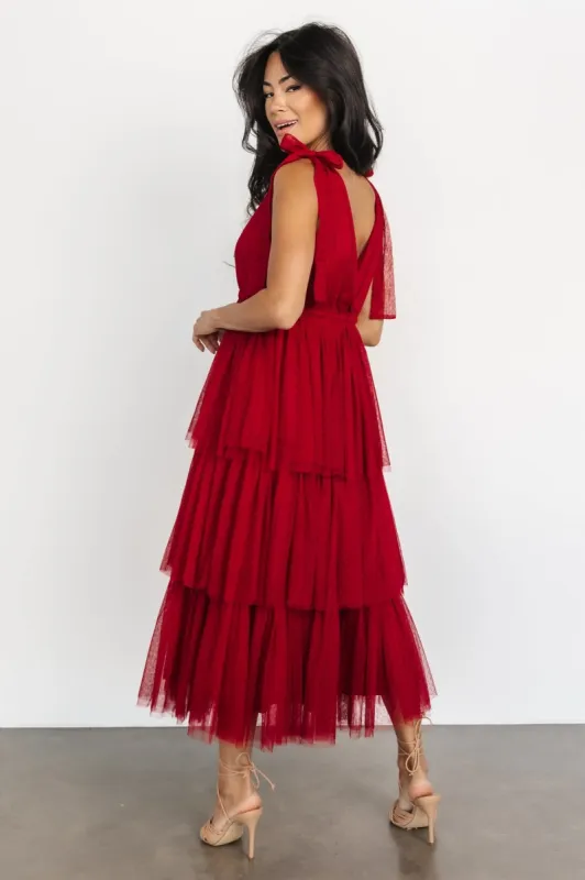 Tessa Tiered Tulle Tank Dress | Merlot sold by Baltic Born