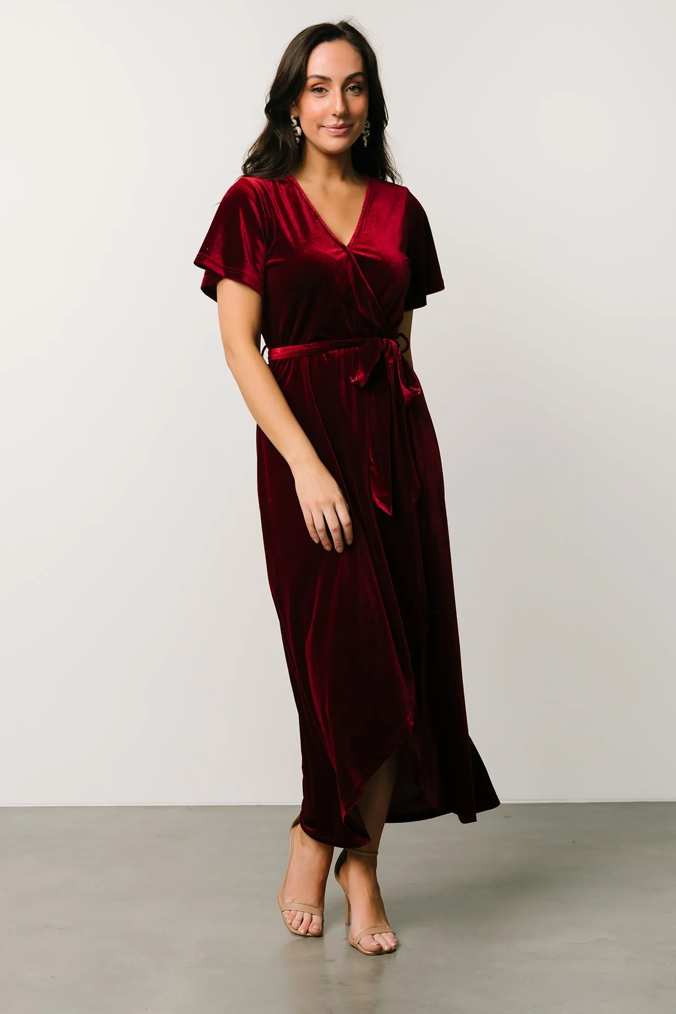 Nadine Velvet Midi Dress | Merlot sold by Baltic Born product image thumbnail 2