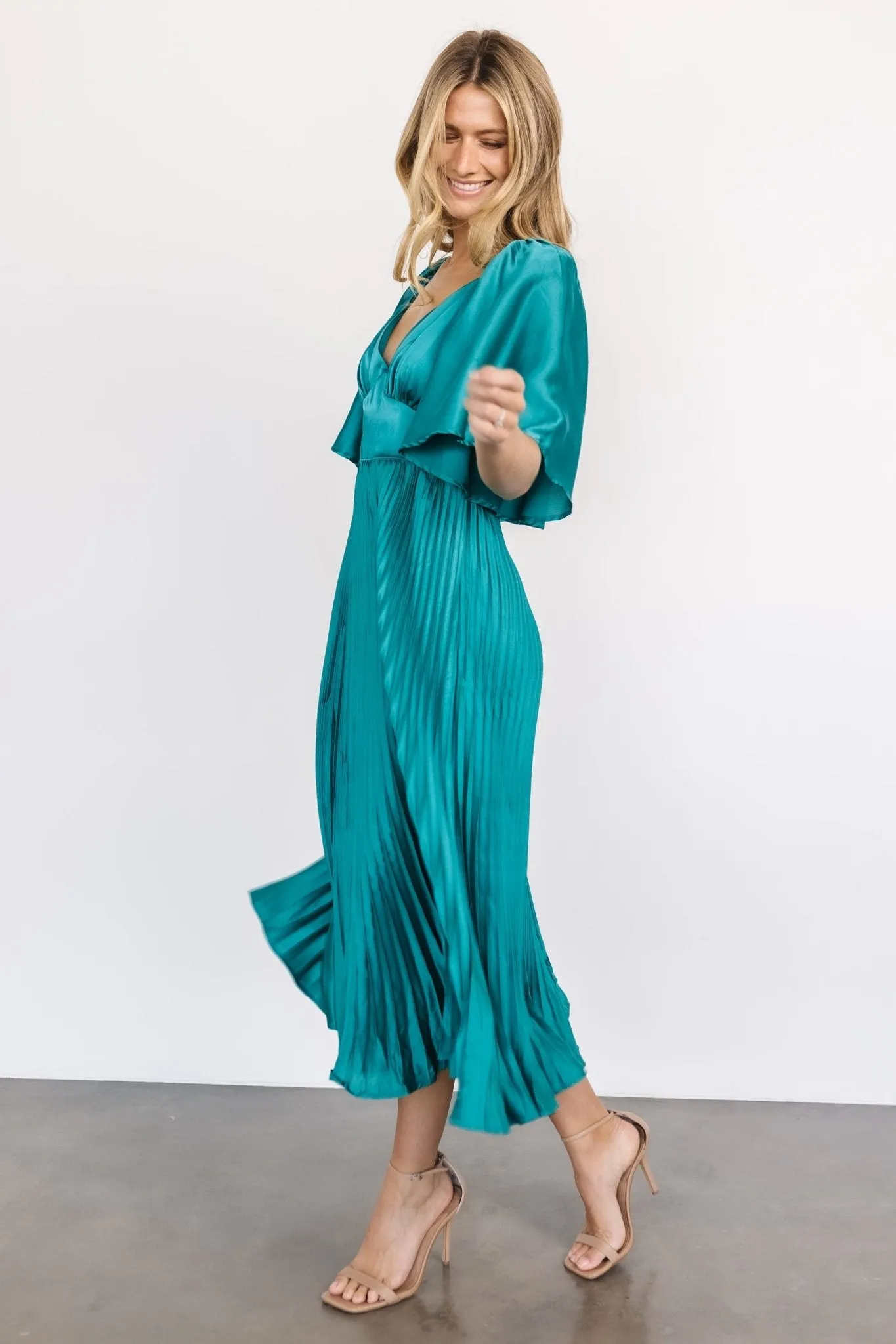 Aubree Pleated Dress | Jewel Green sold by Baltic Born product image thumbnail 4