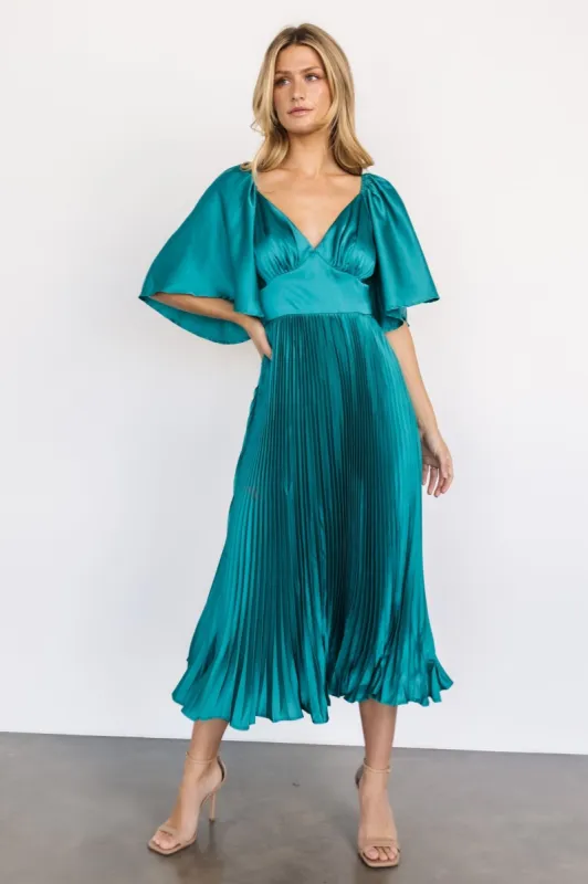 Aubree Pleated Dress | Jewel Green sold by Baltic Born