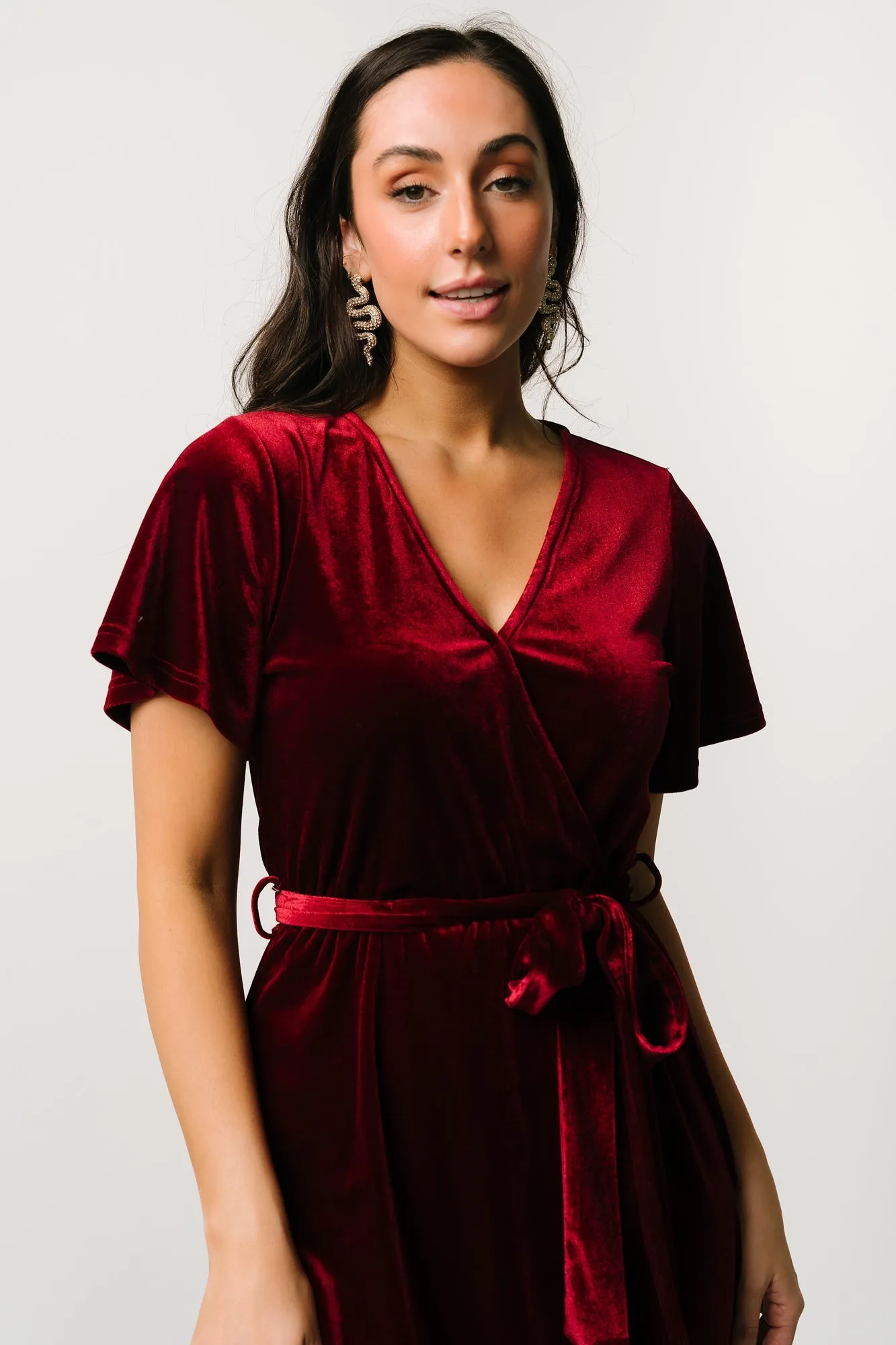 Nadine Velvet Midi Dress | Merlot sold by Baltic Born product image thumbnail 4
