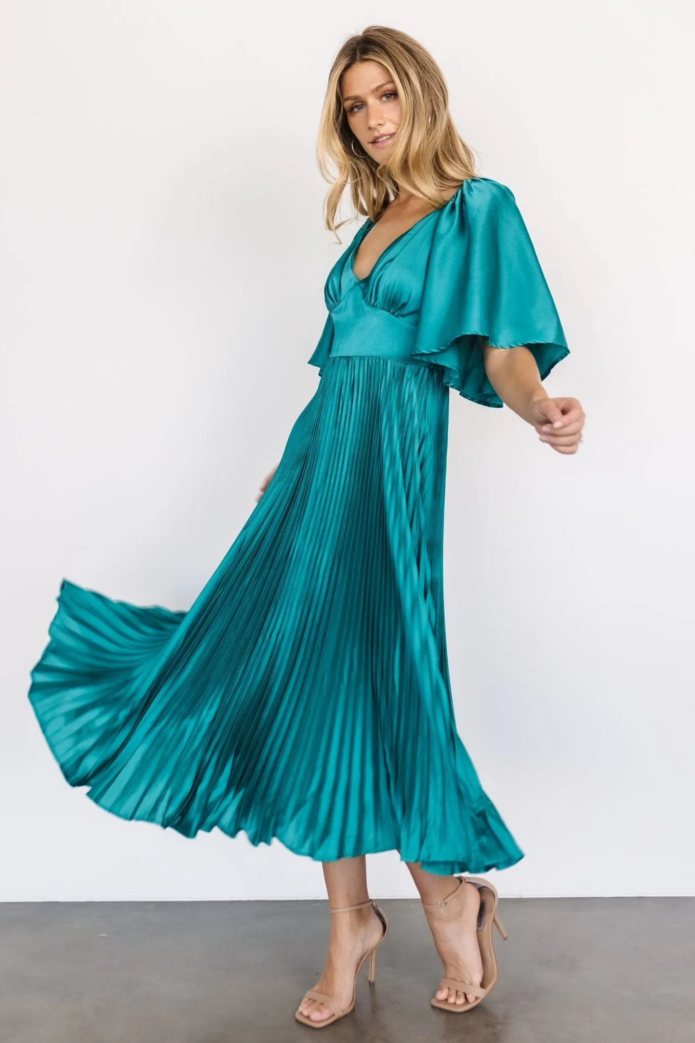 Aubree Pleated Dress | Jewel Green sold by Baltic Born product image thumbnail 3